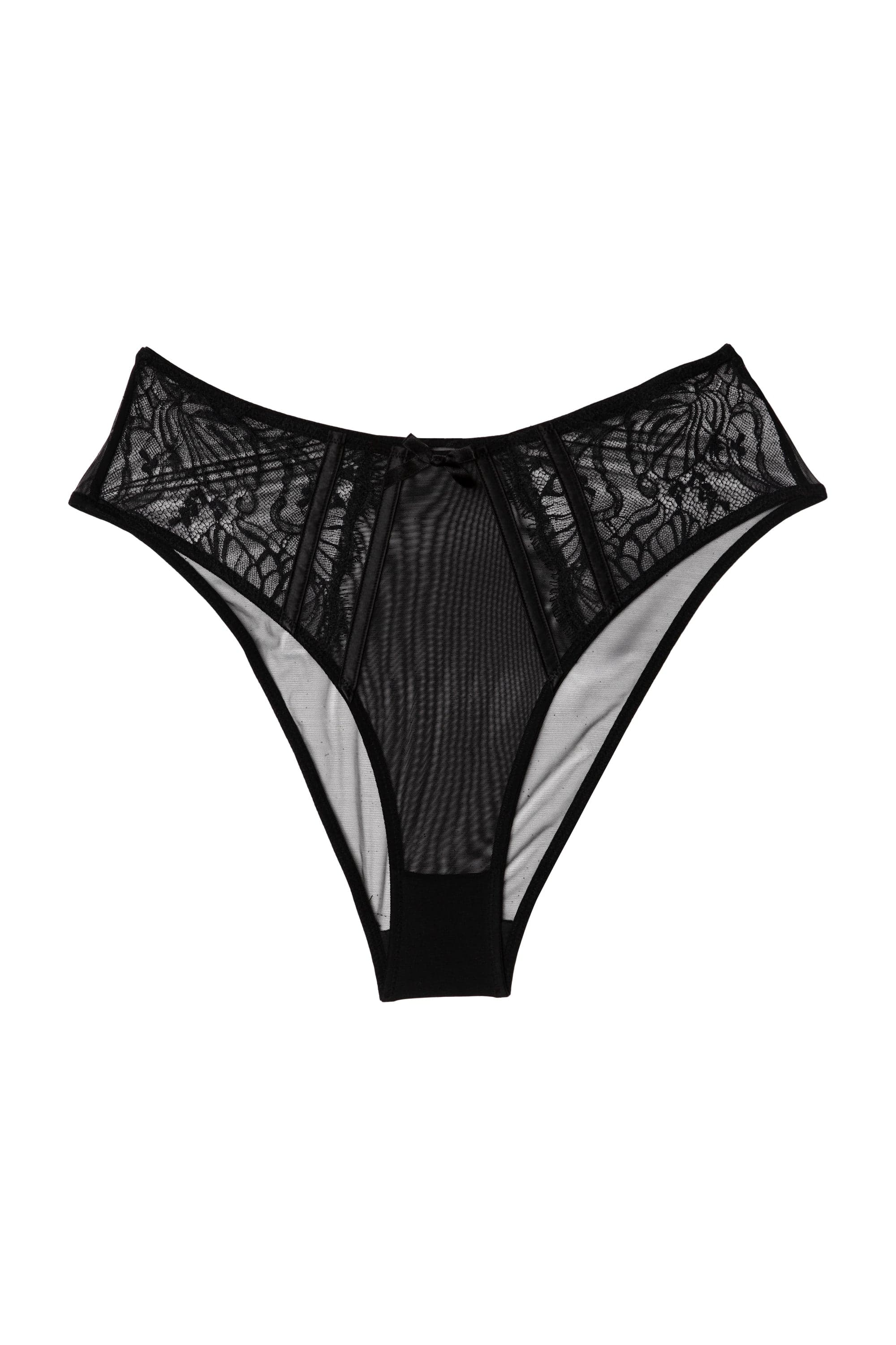 Fallon Black Lace and Mesh Midi Brief - Image 5