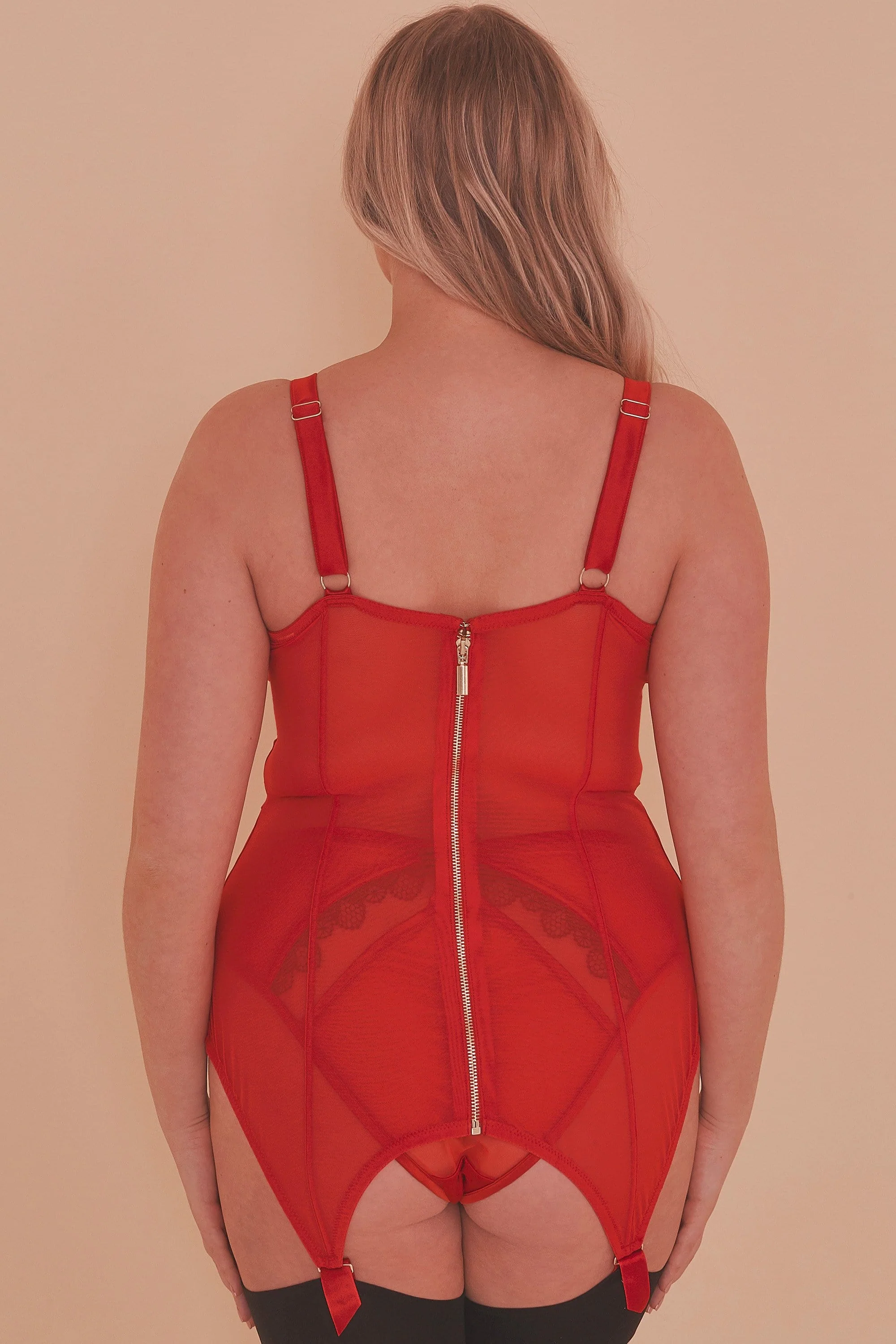 Felicity Hayward Clarice Retro Girdle Dress Red Curve - Image 2