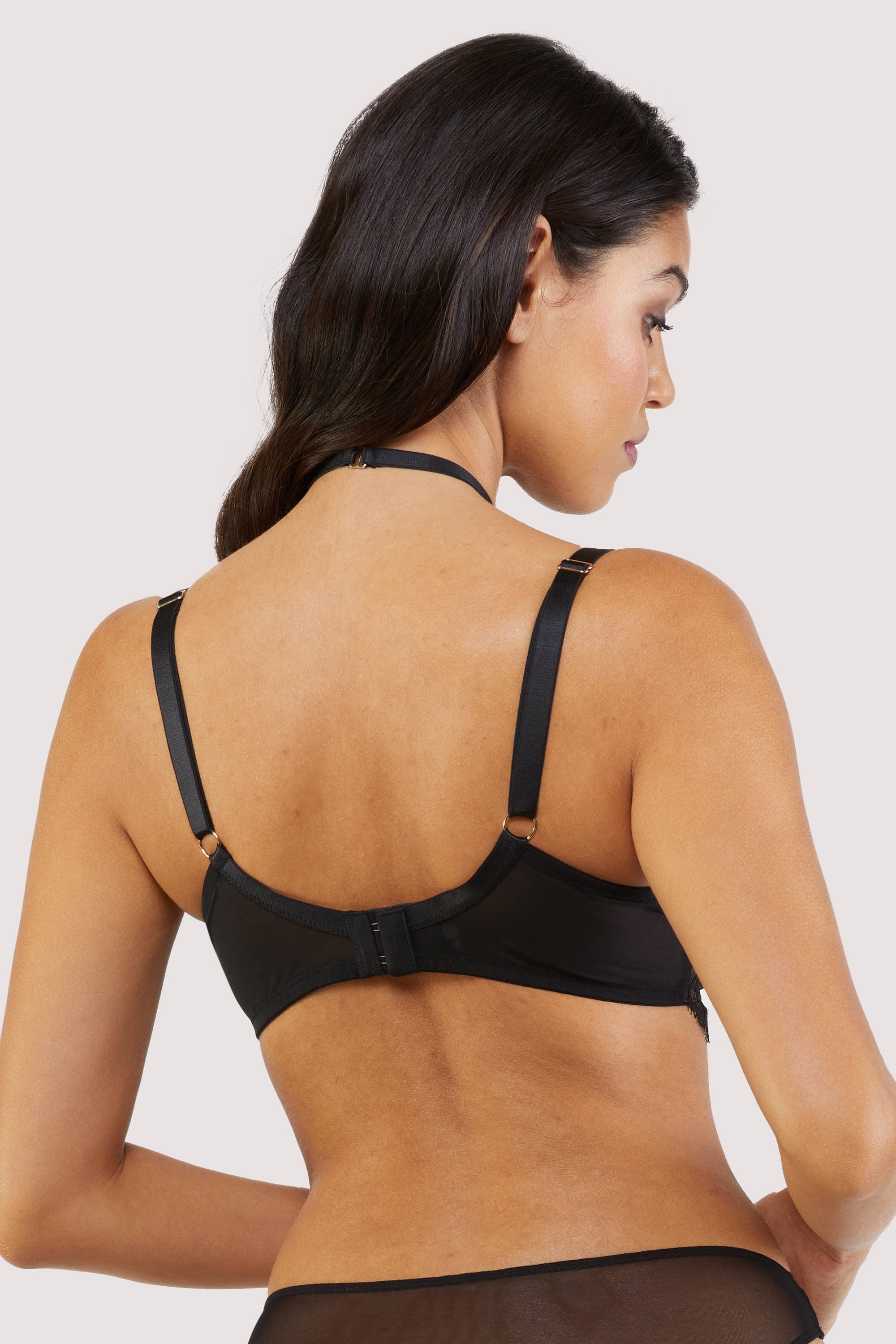 Fairfield Black Fishnet And Lace Plunge Bra - Image 2