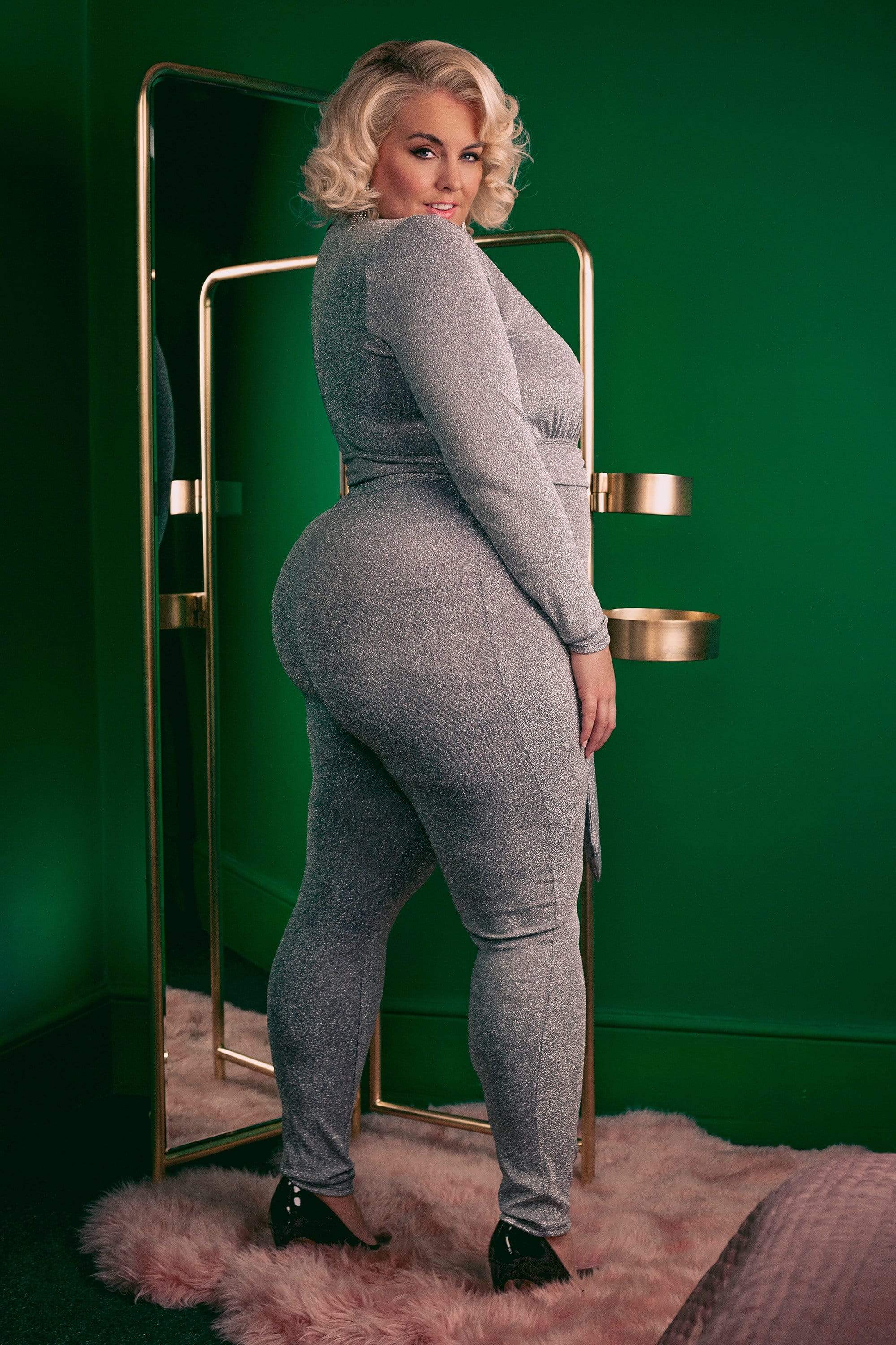 Felicity Hayward Farouz Silver Disco Jumpsuit Curve - Image 2