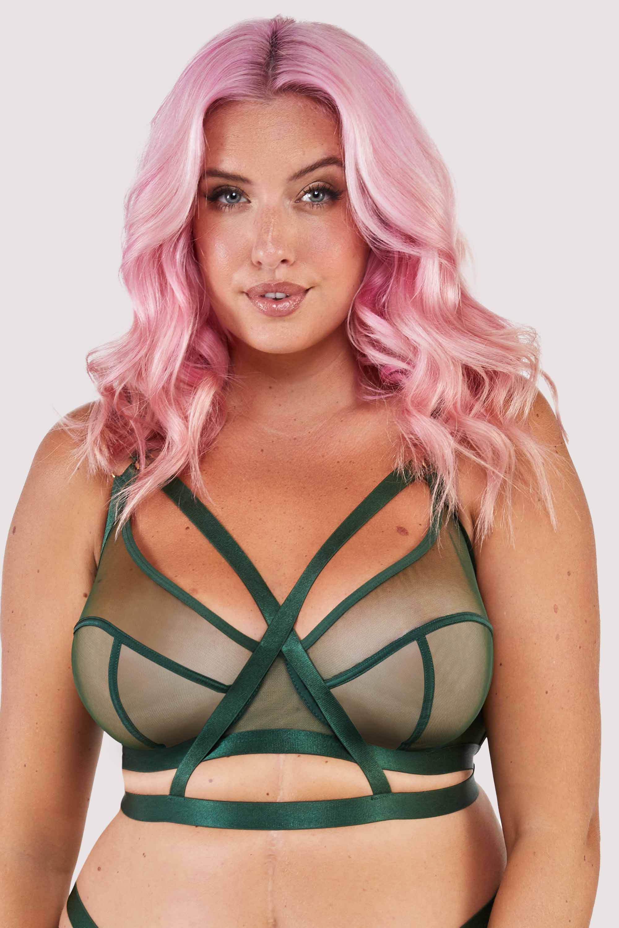 Regent Green Mesh Harness Balcony Bra - Image 6