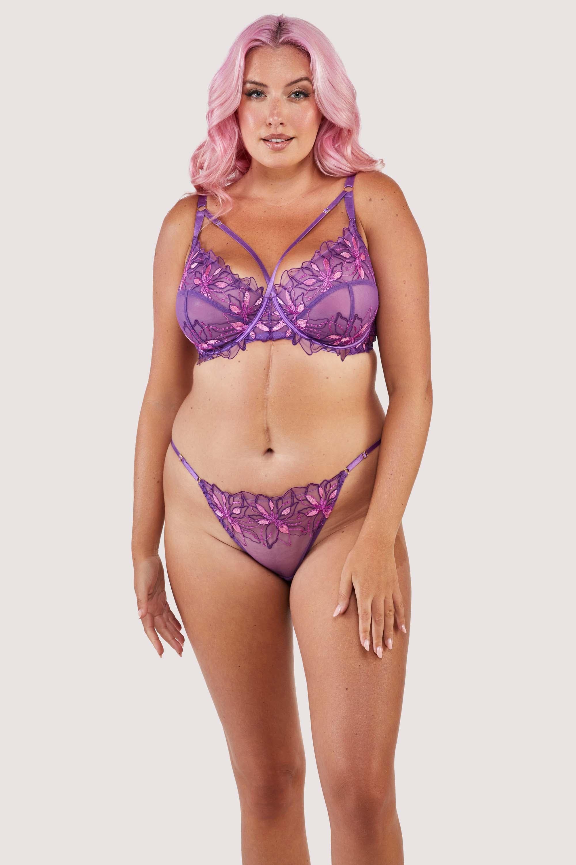 Walpole Purple Embroidered Brazillian Tanga Brief - Image 7