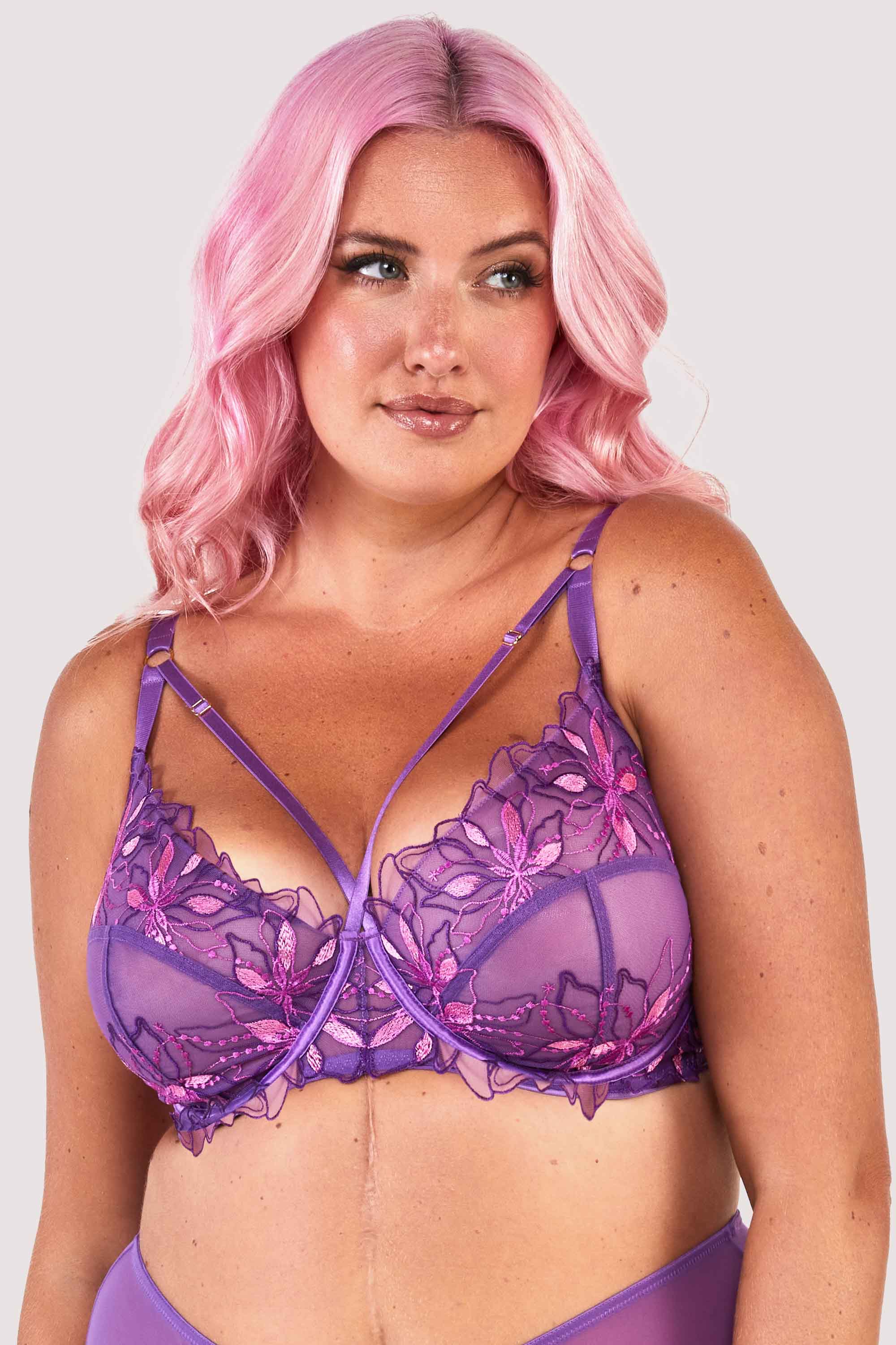Walpole Purple Embroidered Strappy Balconette Bra - Image 3