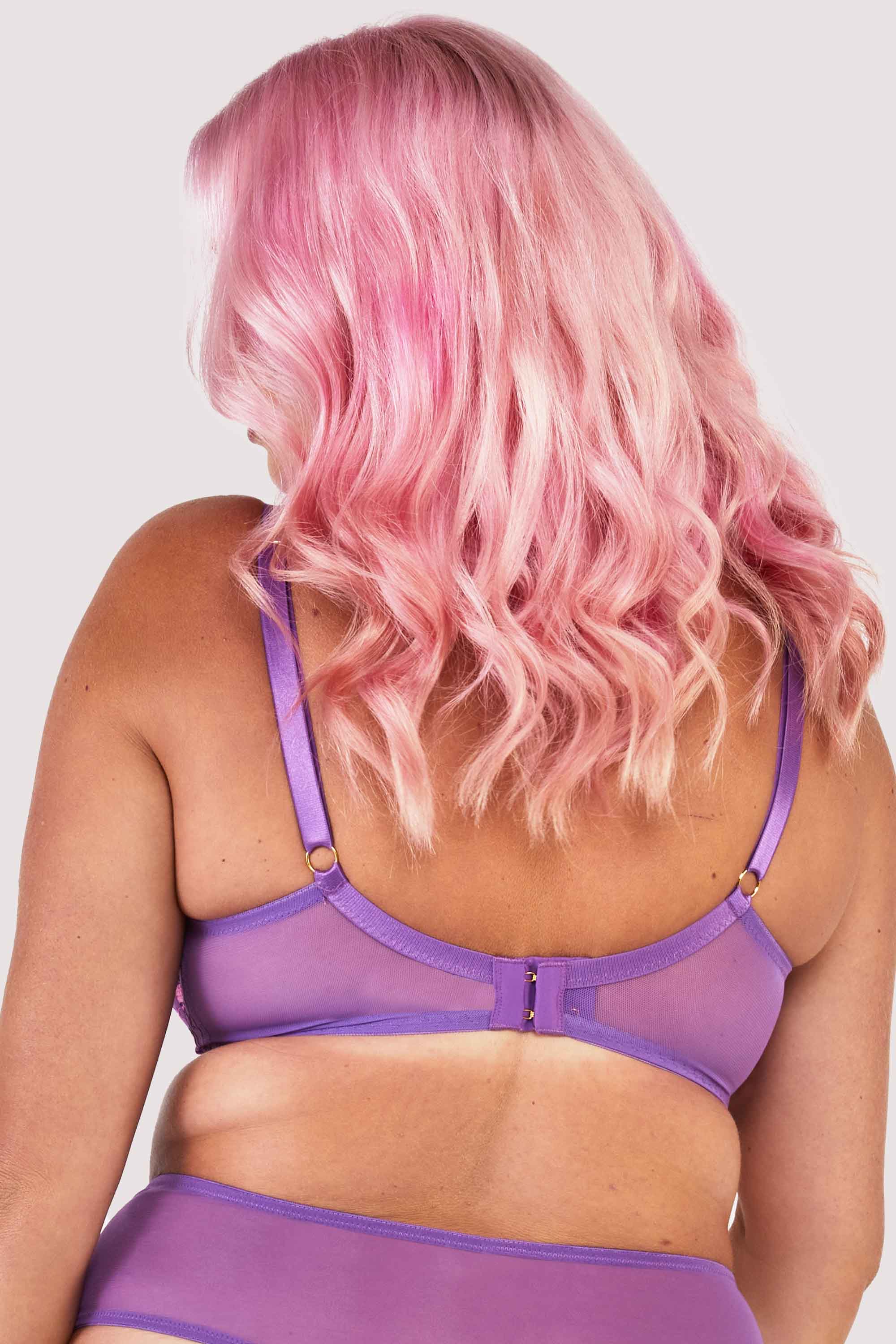 Walpole Purple Embroidered Strappy Balconette Bra - Image 7