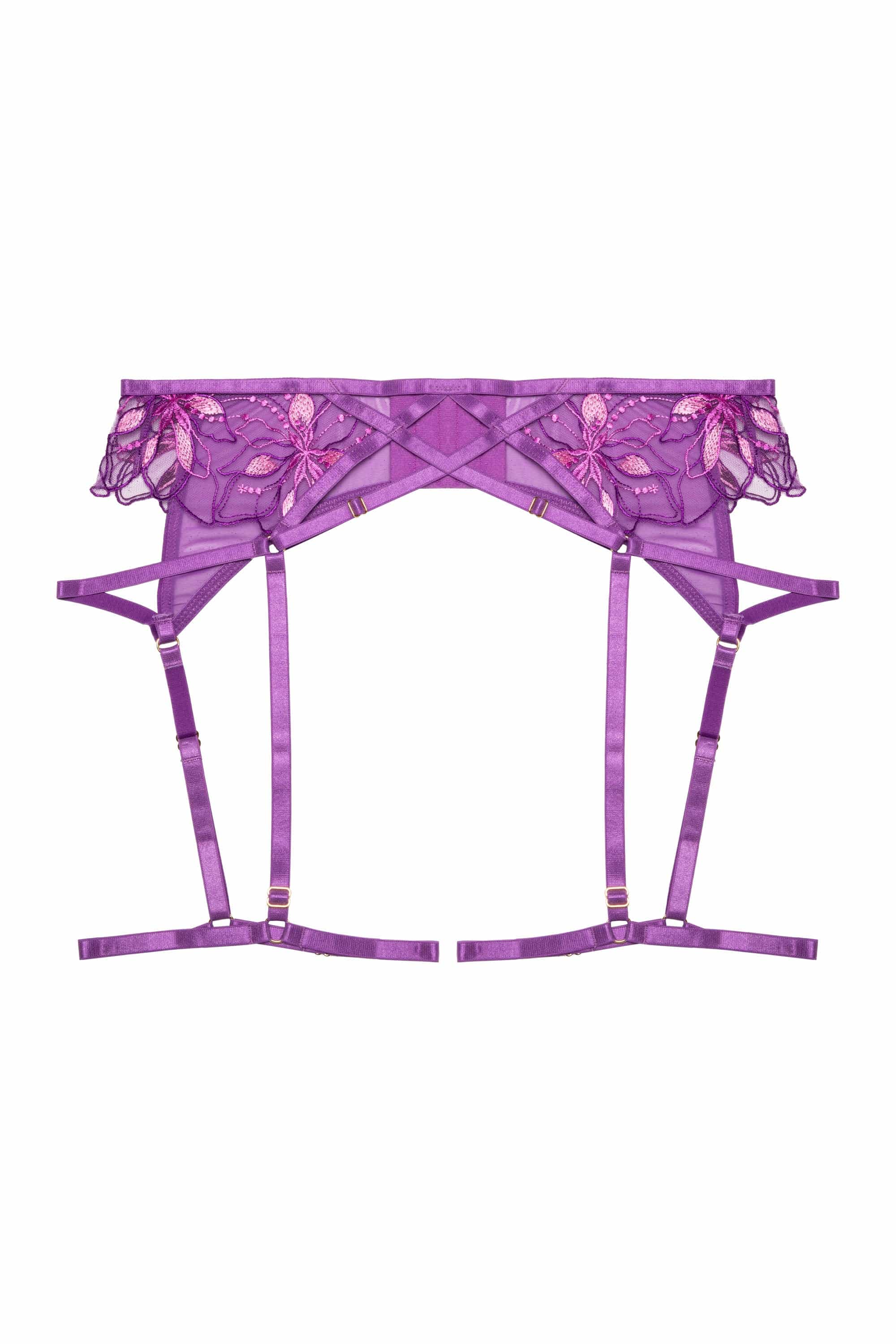 Walpole Purple Embroidered Strappy Suspender Belt - Image 8