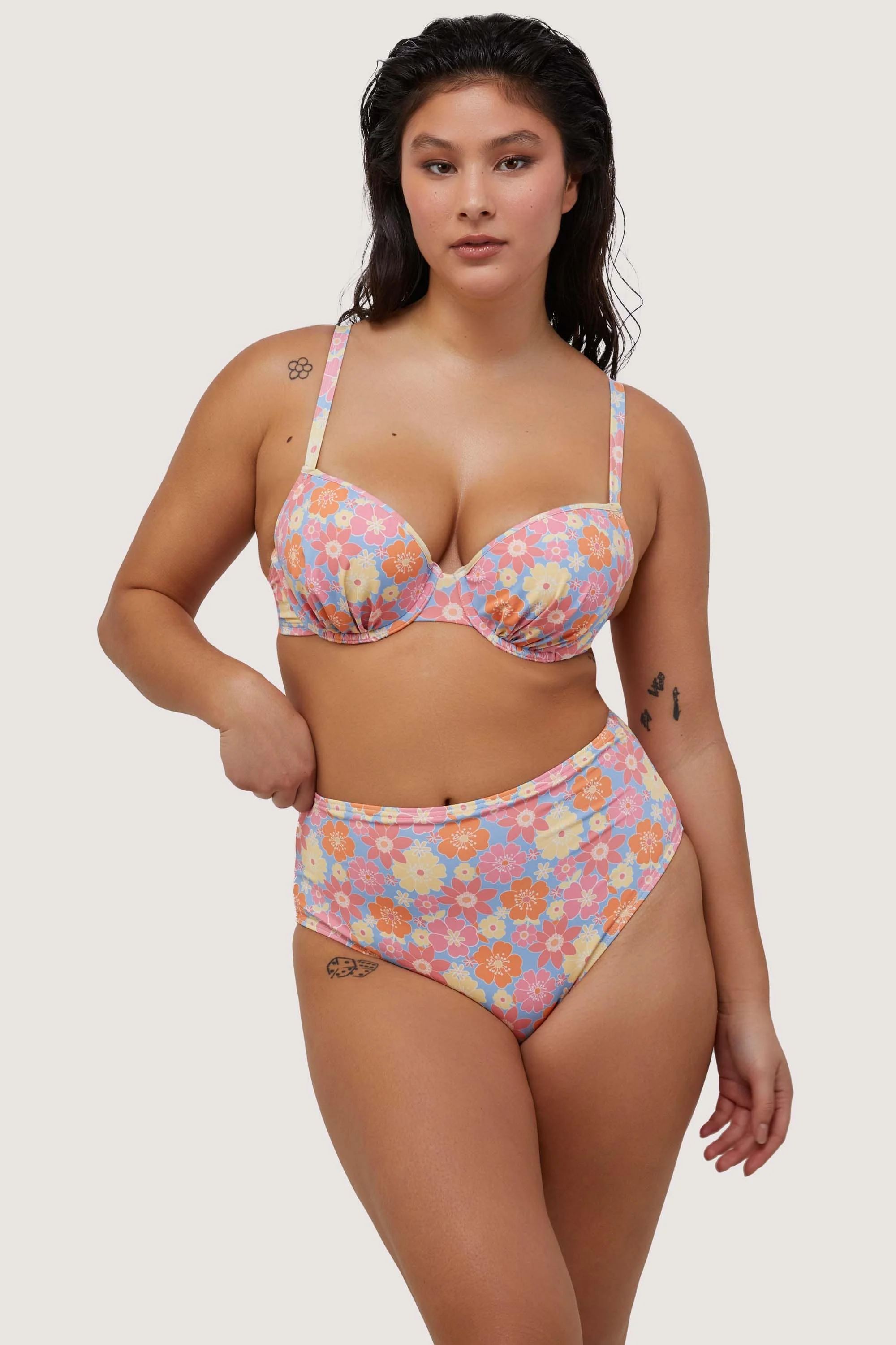 Floral High Waisted Bikini Bottom - Image 3