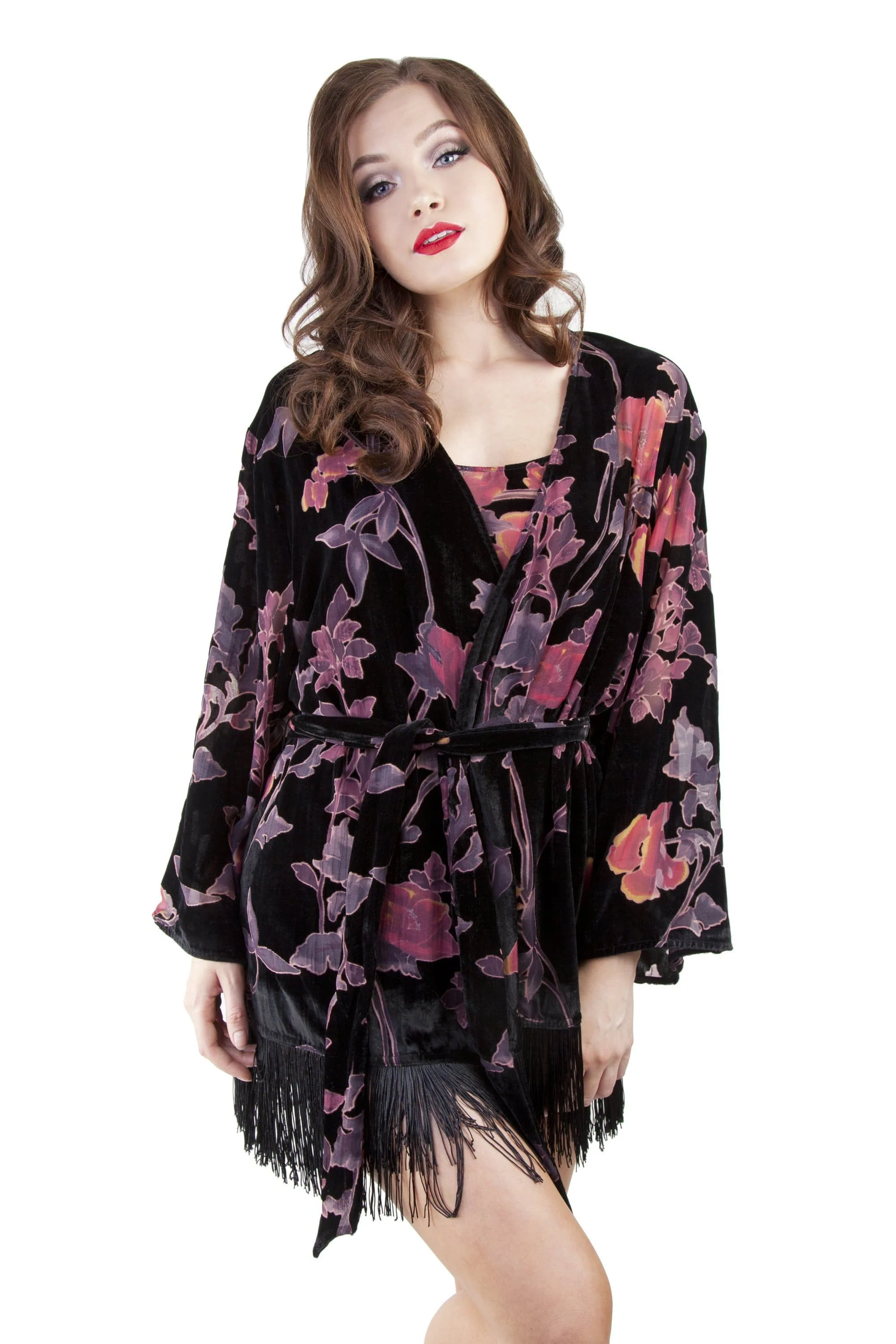 Francois Black Deco Devore Robe - Image 2