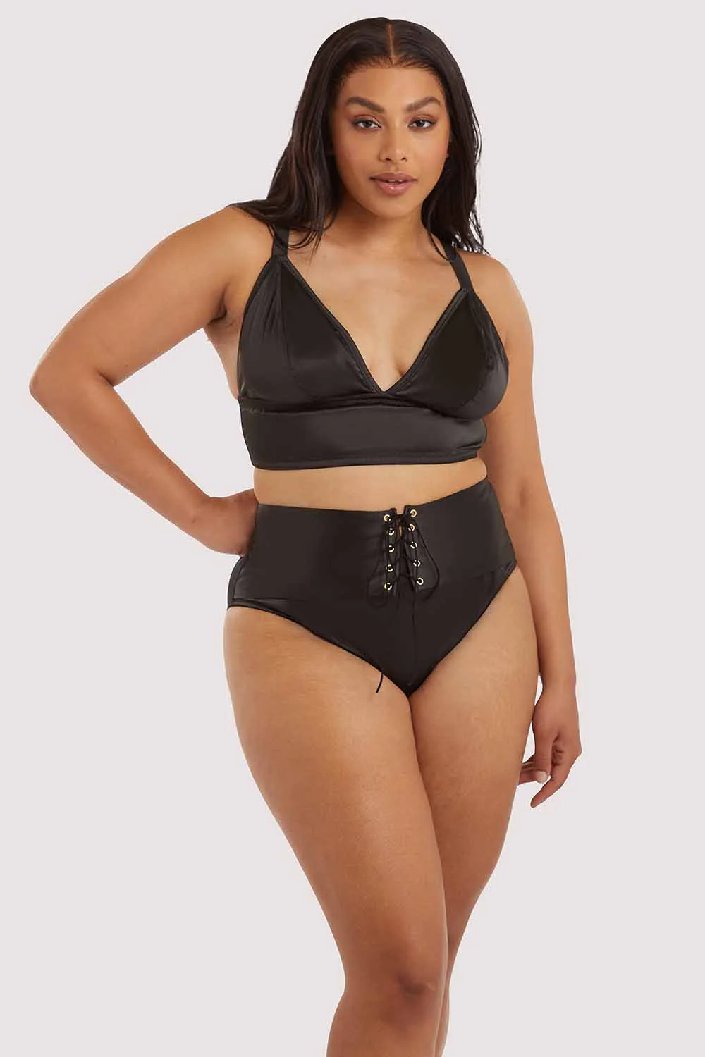 Gabi Fresh Eagan Black Satin High Waist Knicker - Image 3