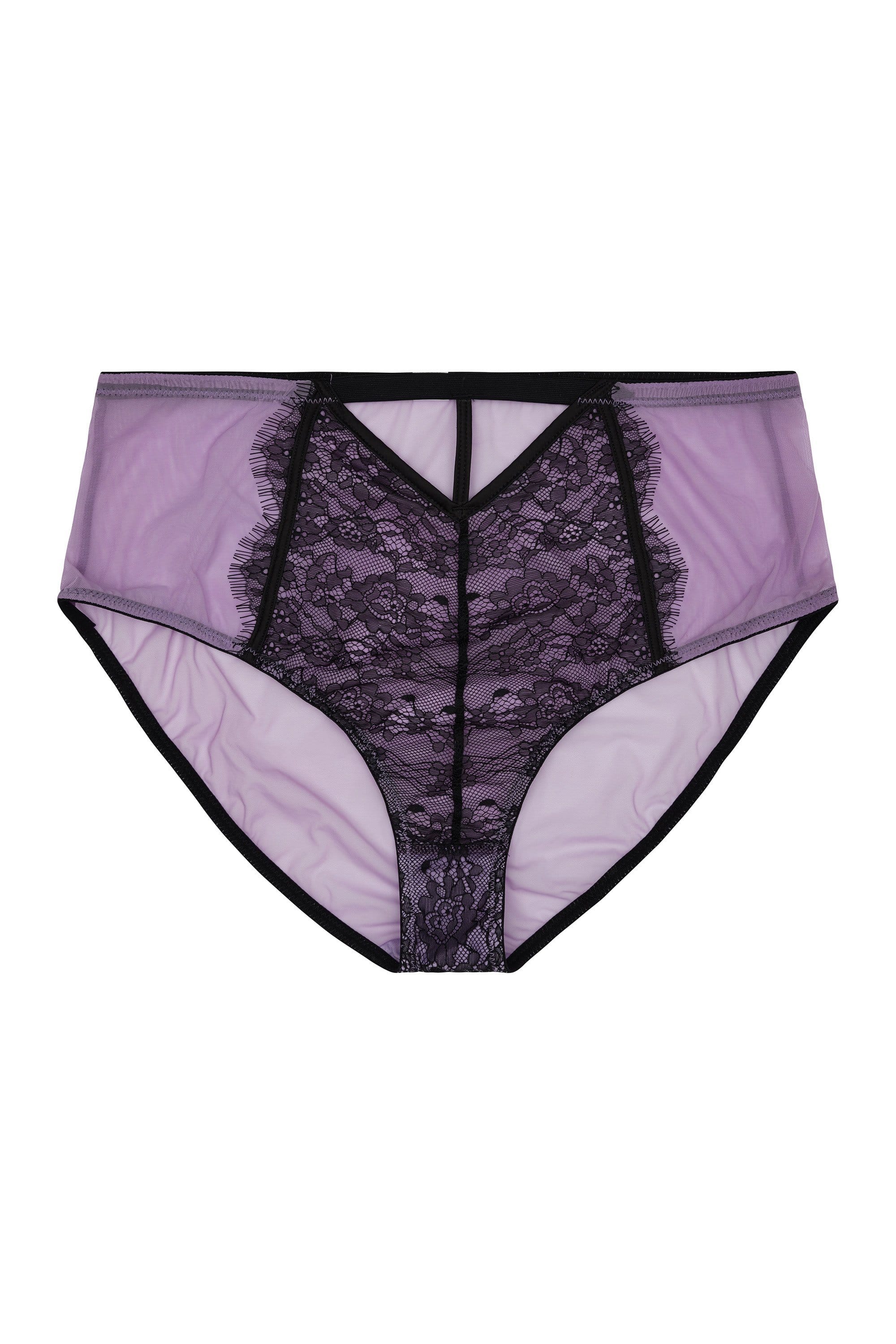Myra Lilac Contrast Lace High Waist Brief - Image 3