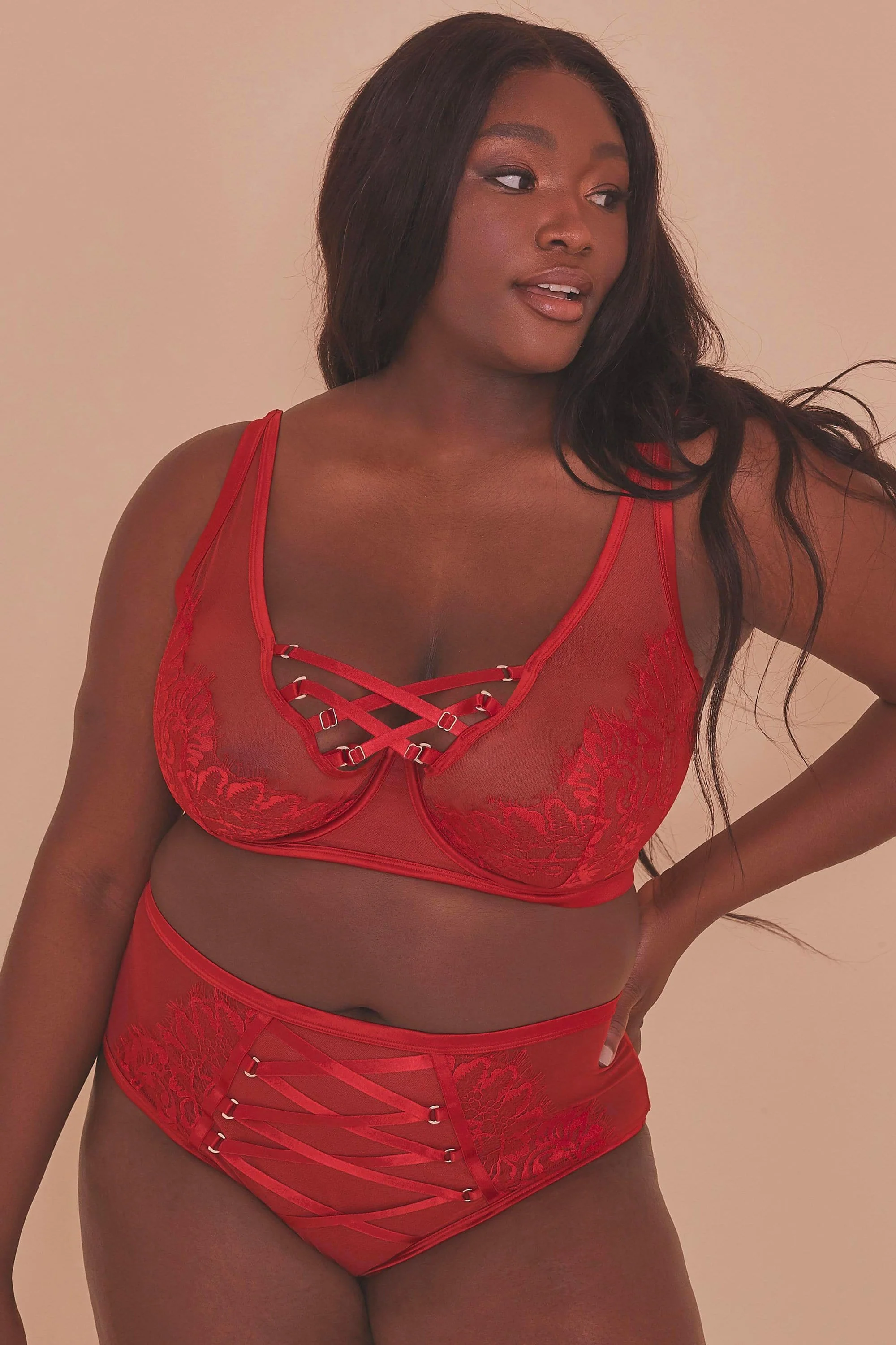 Gabi Fresh Kylie Red Lace Up High Waist Knicker - Image 6