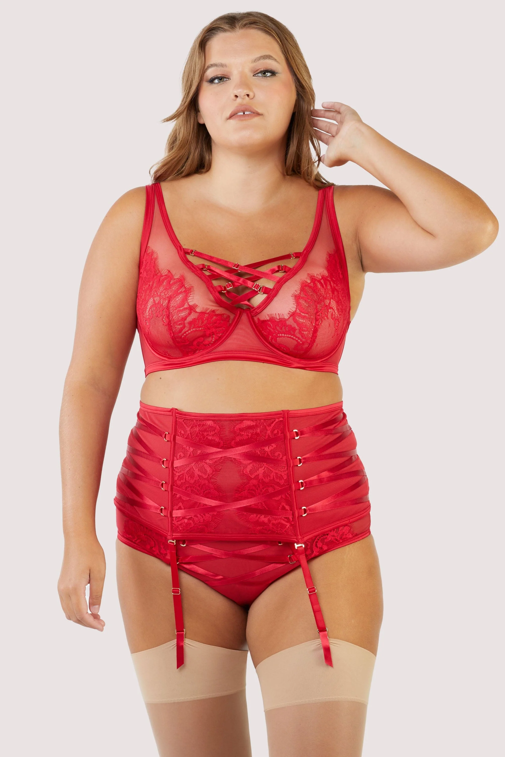 Gabi Fresh Kylie Red Lace Up Waspie - Image 3