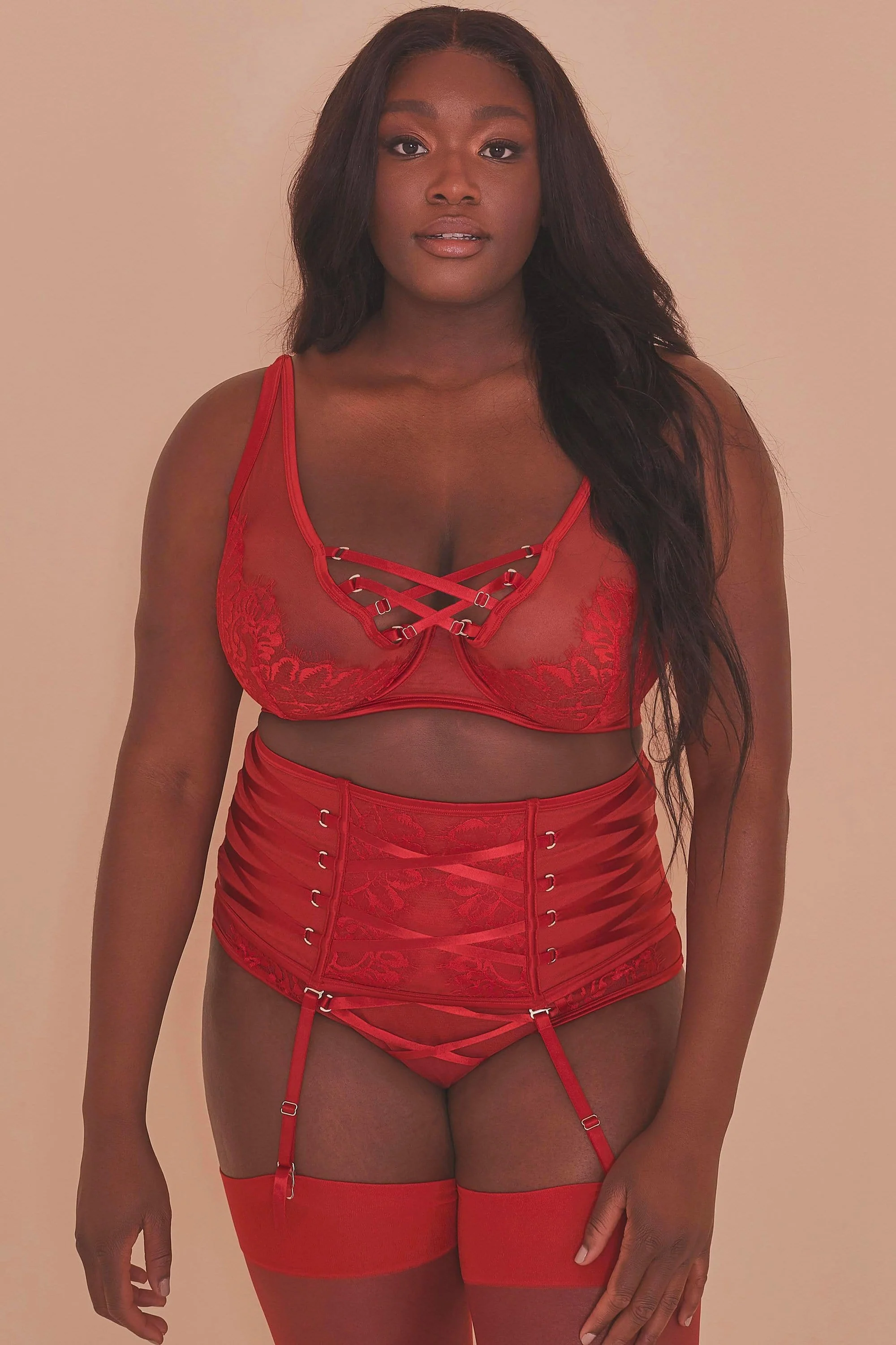 Gabi Fresh Kylie Red Lace Up Waspie - Image 6