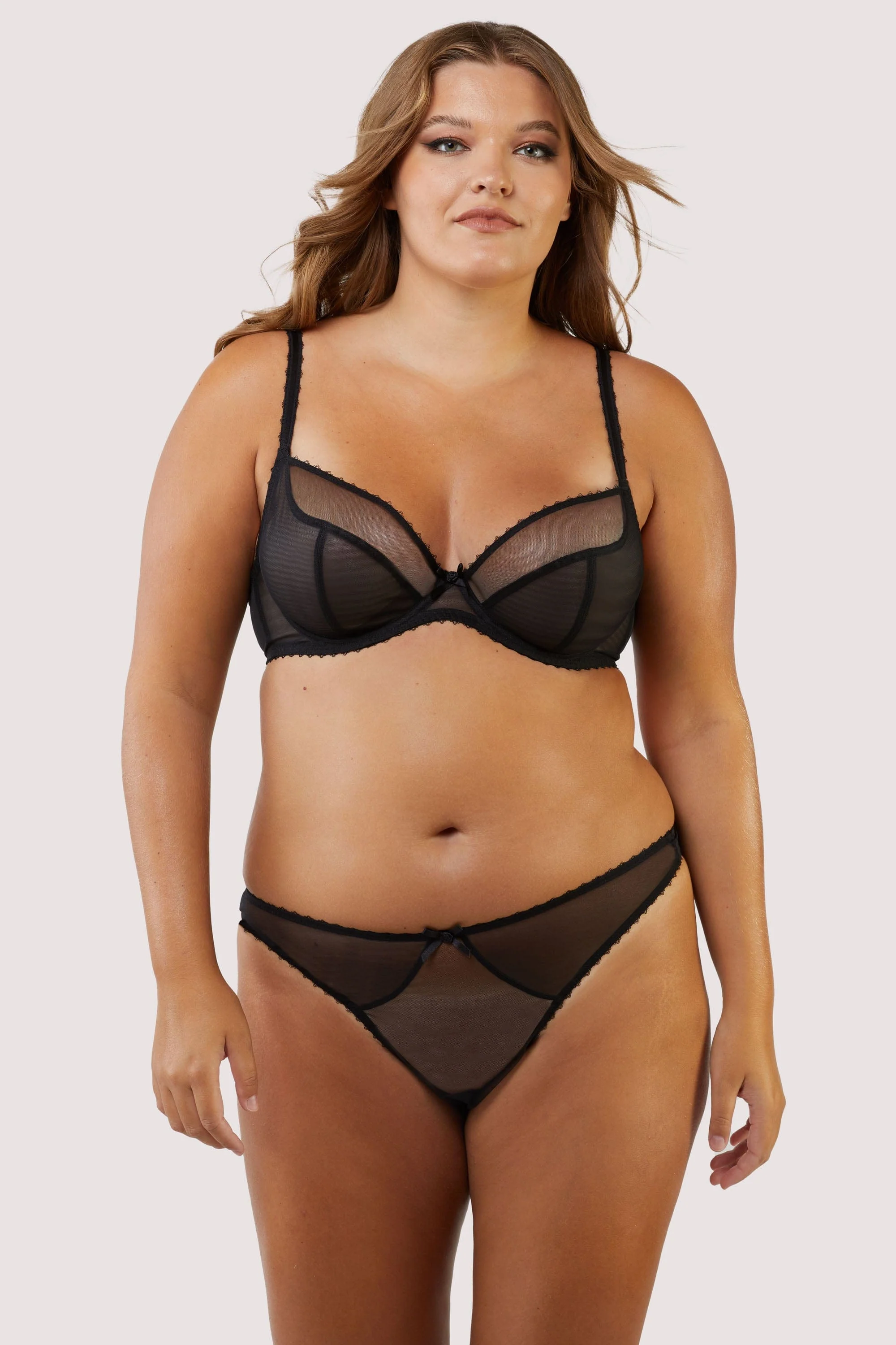 Grace Black Supportive Plunge Net Bra - Image 5