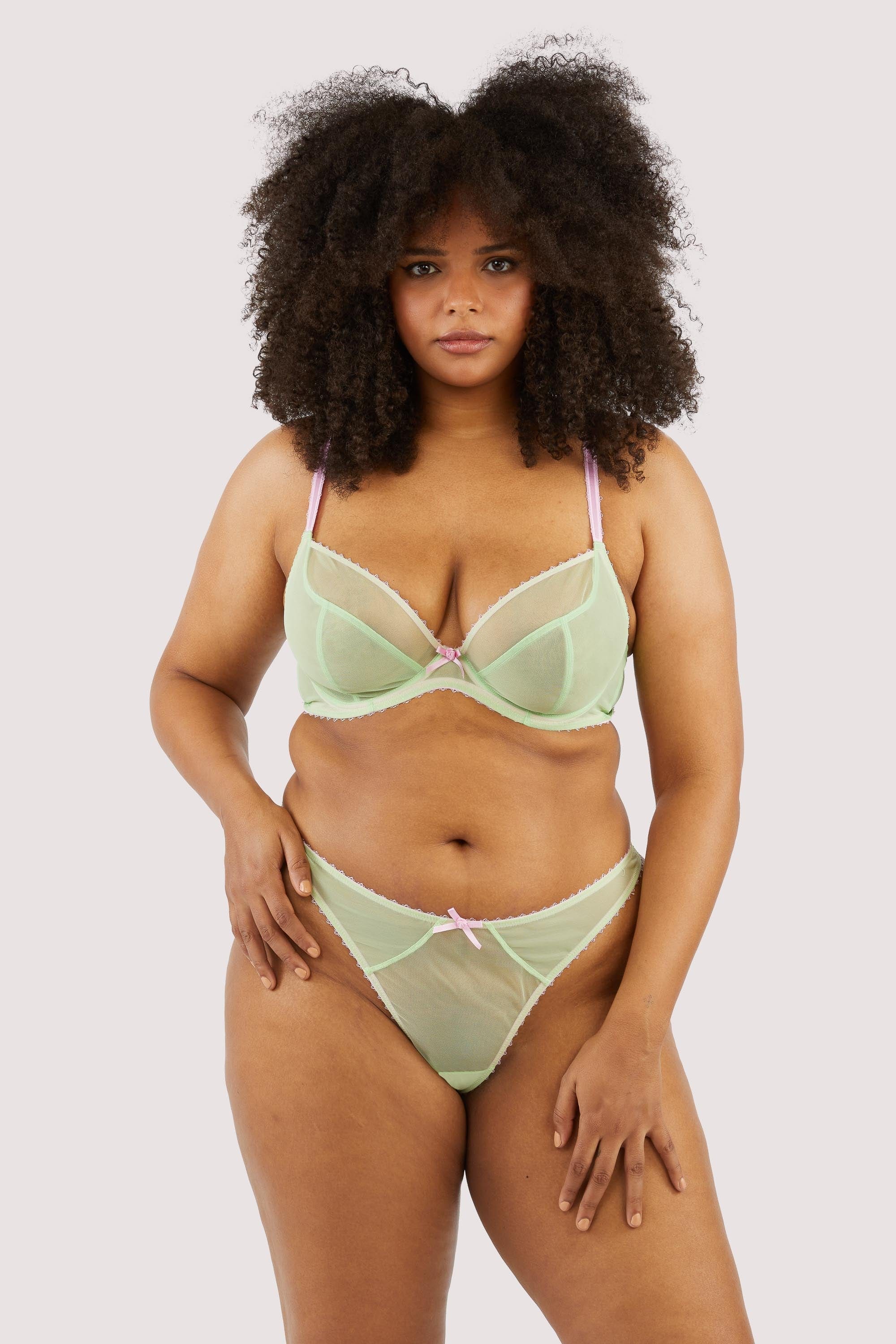 Grace Green Supportive Plunge Mesh Bra - Image 5