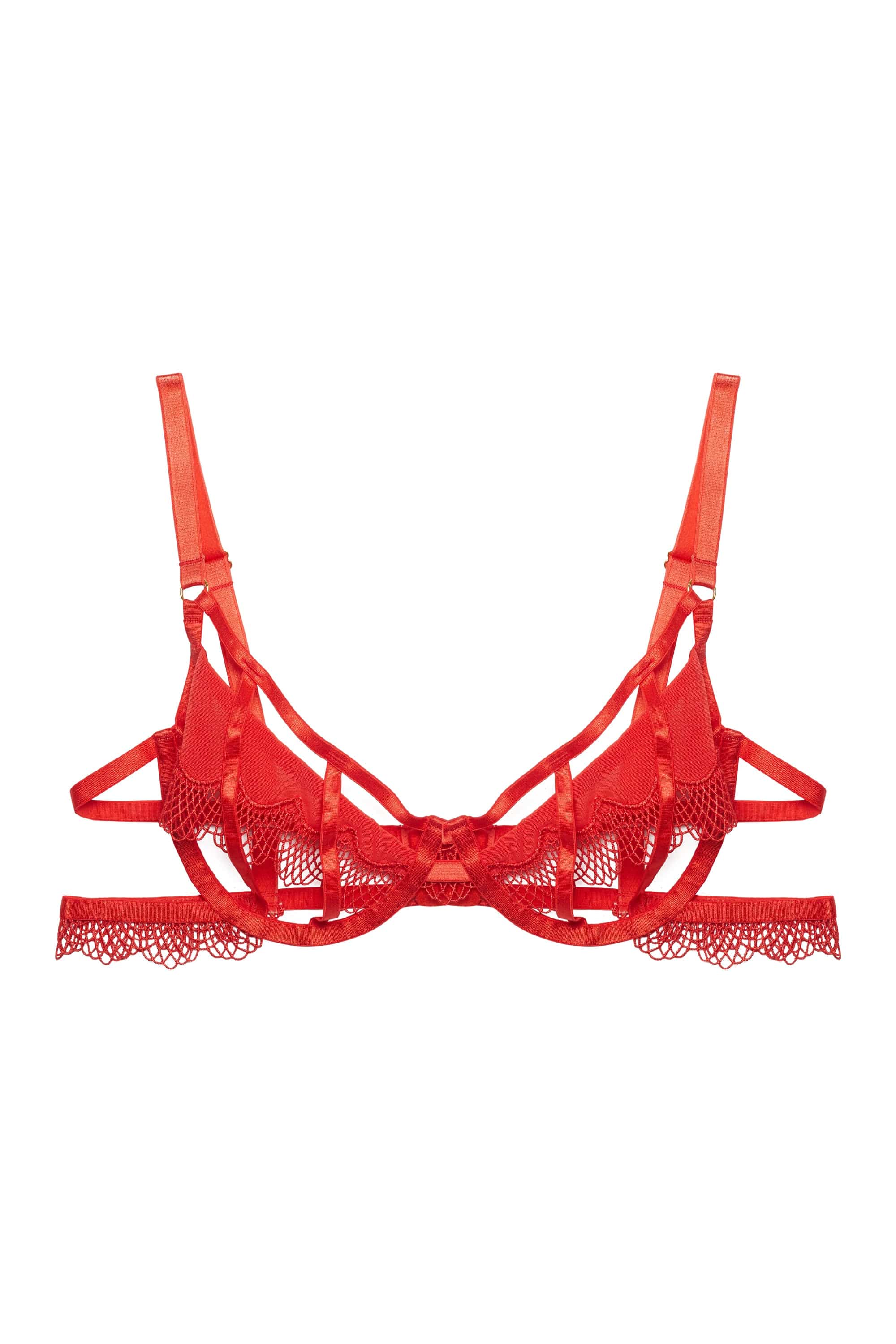 Grace Red Lace Trim Cut Out Wired Bra - Image 4