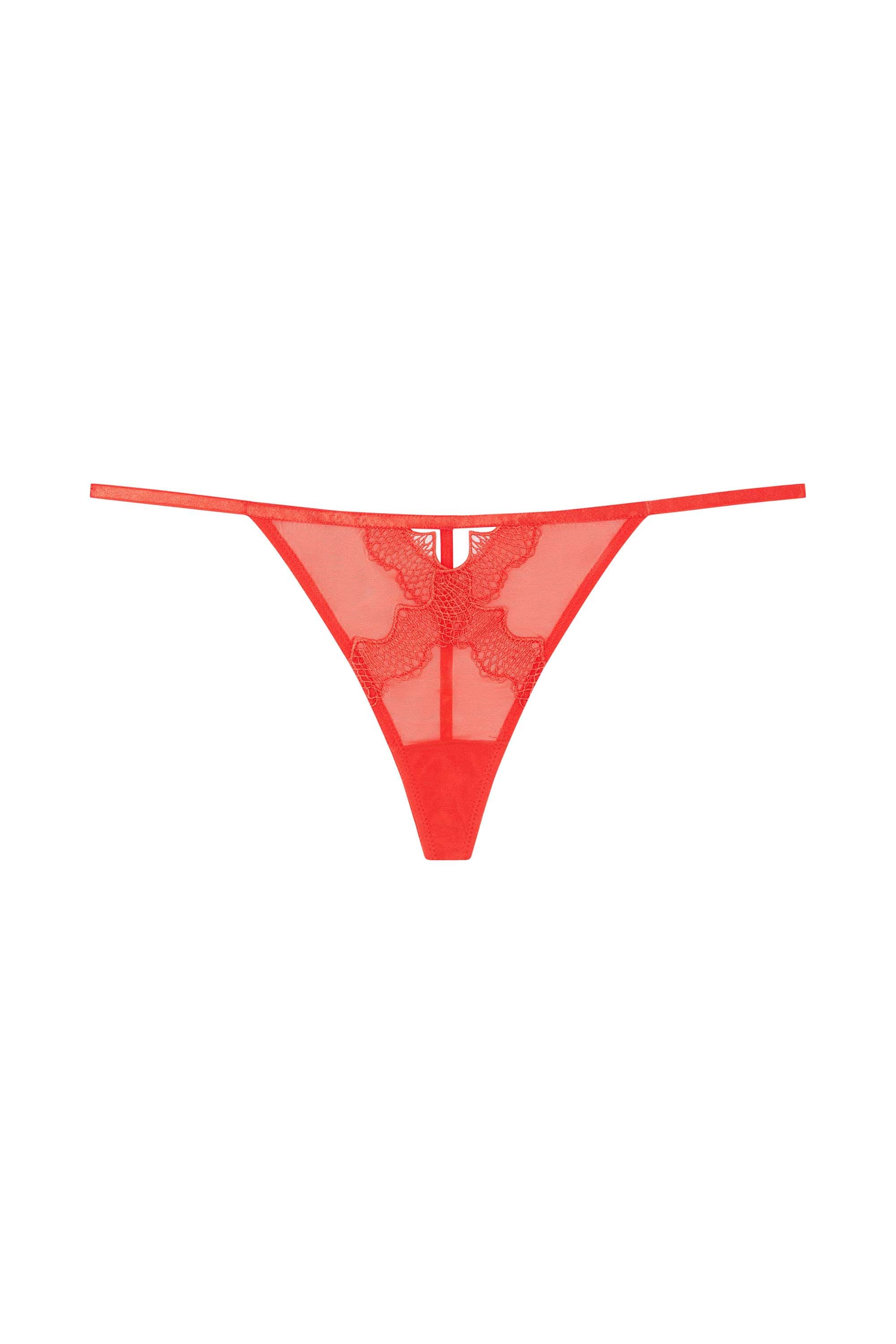 Grace Red Lace Trim Thong - Image 4