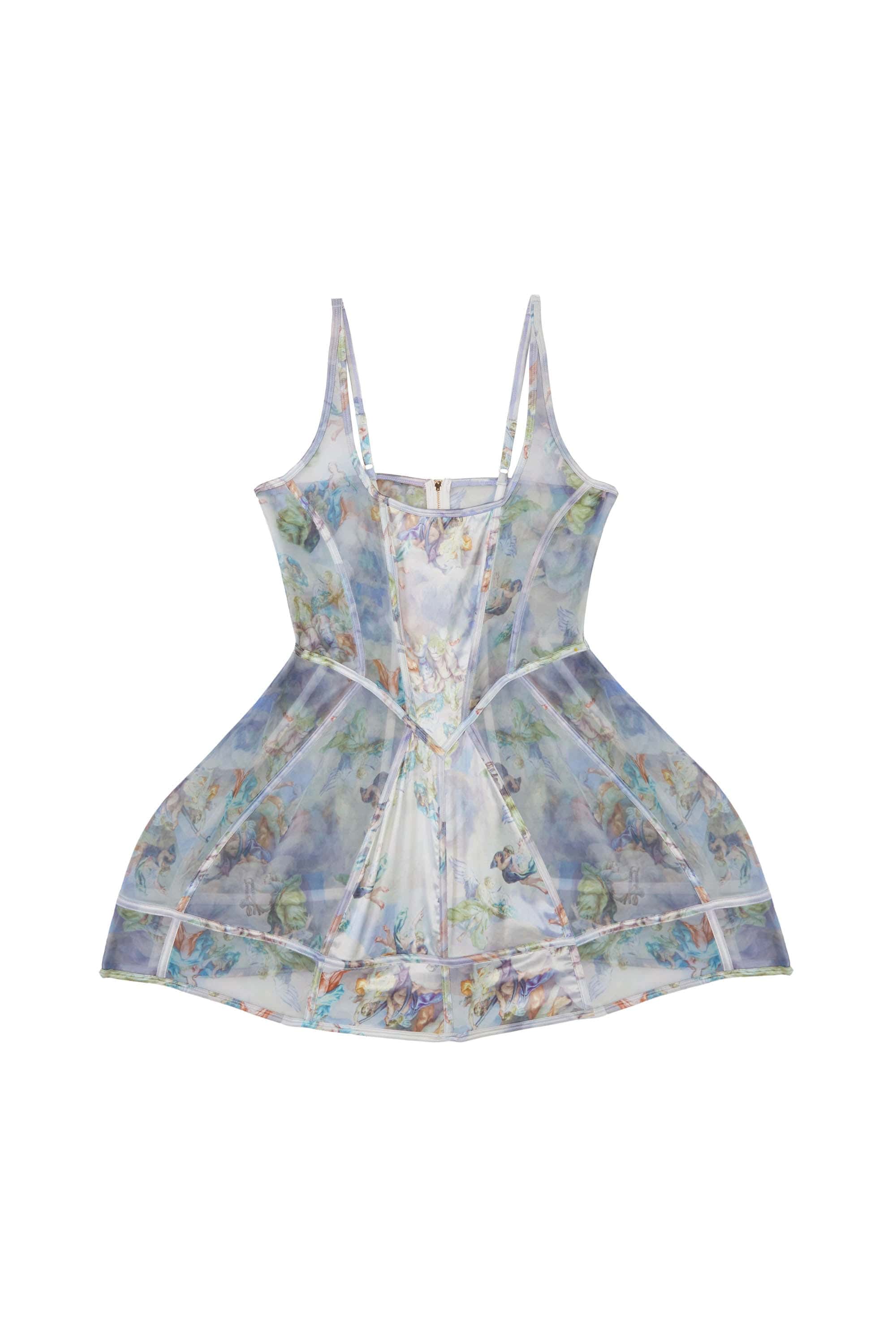 Gracie Renaissance Print Boned Underbust Mesh Mini Dress - Image 4