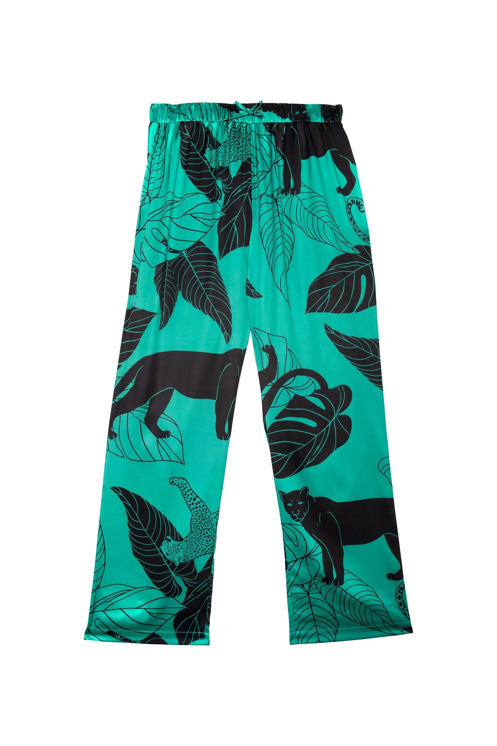 Green Panther Print Satin Pyjama Set - Image 8