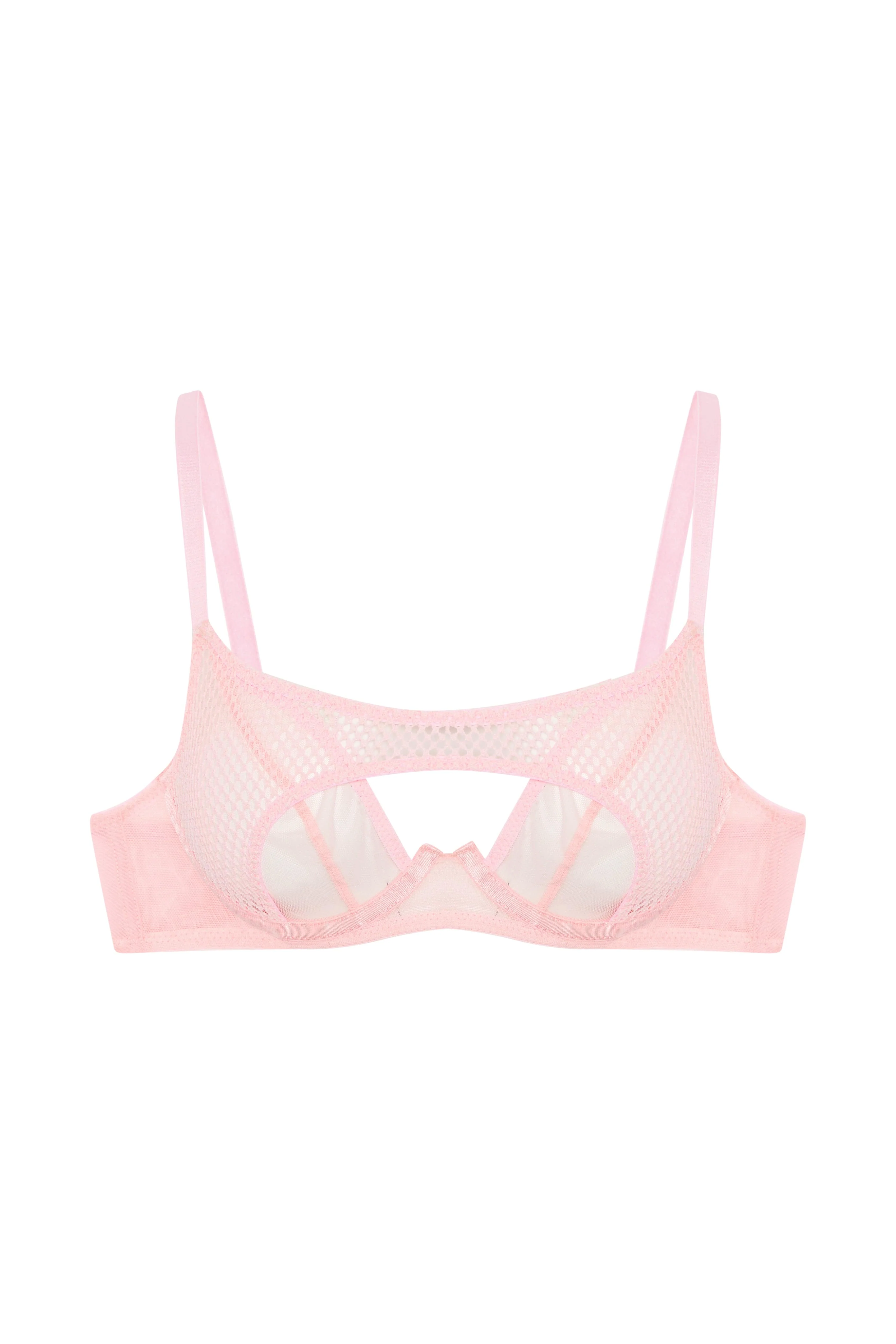 Greta Pink Cut Out Fishnet Bra - Image 3