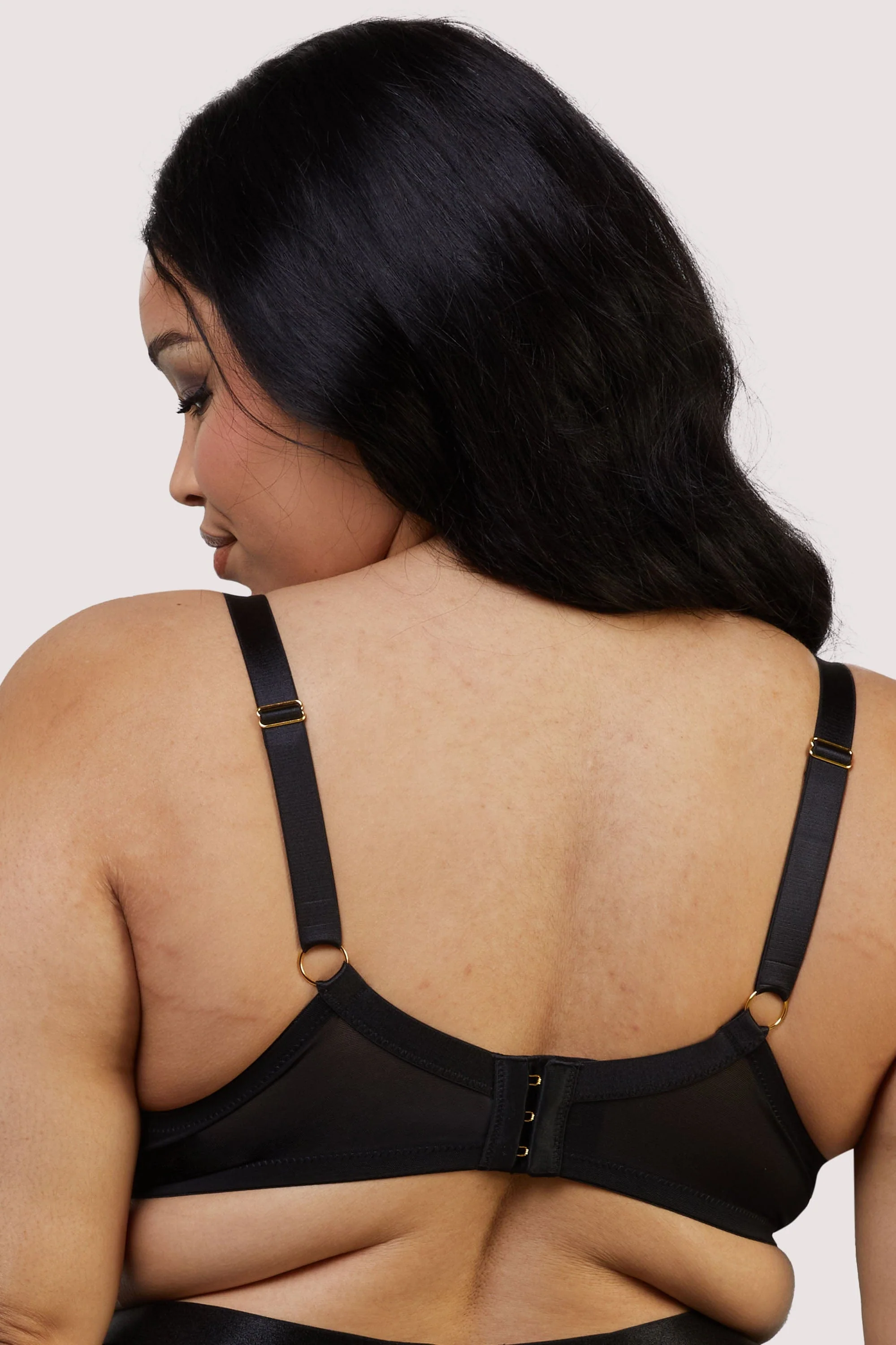 Haley Black Fishnet Panelled Balconette Bra - Image 3