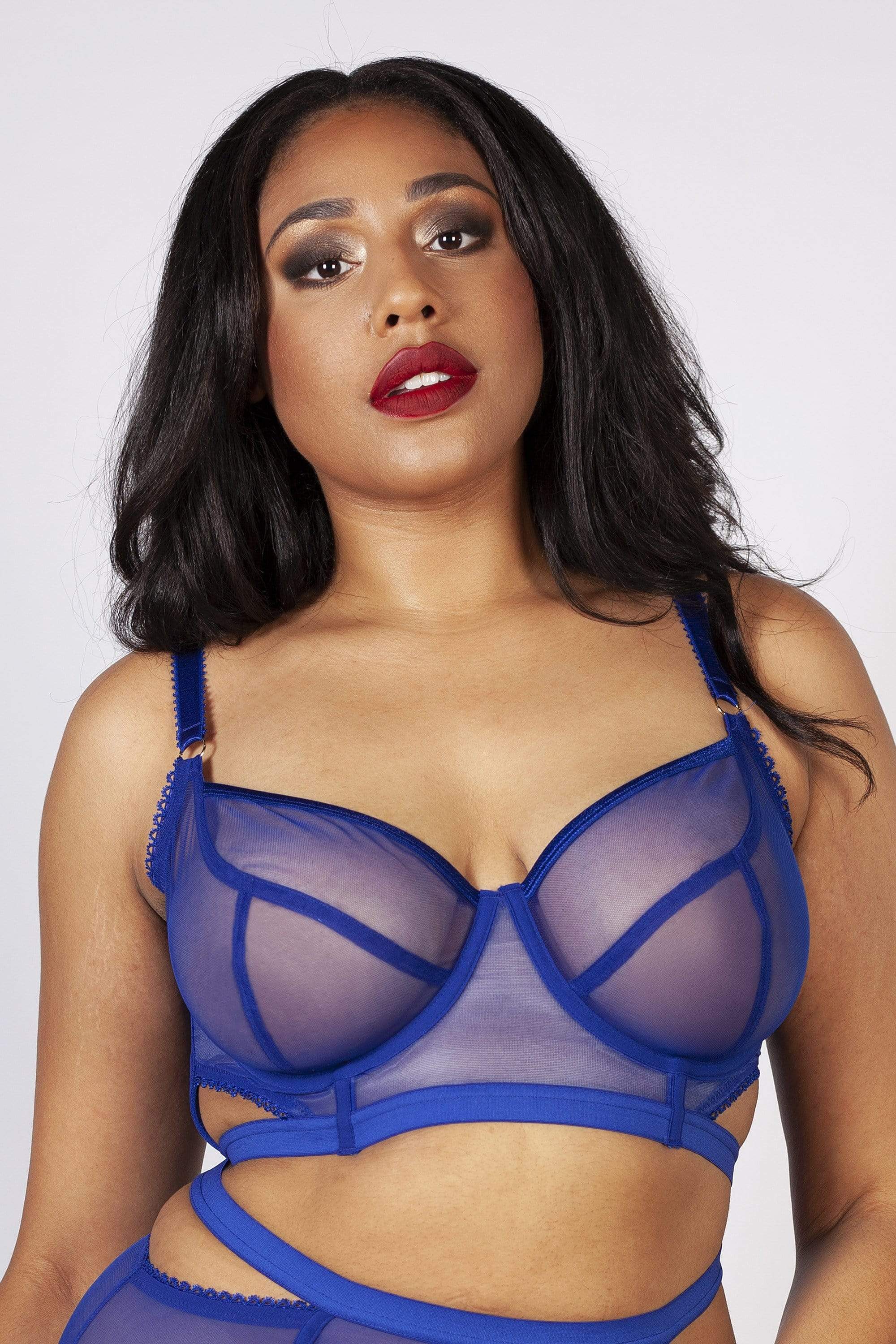 Harper Mesh Cut Out Bra Blue B - H - Image 2