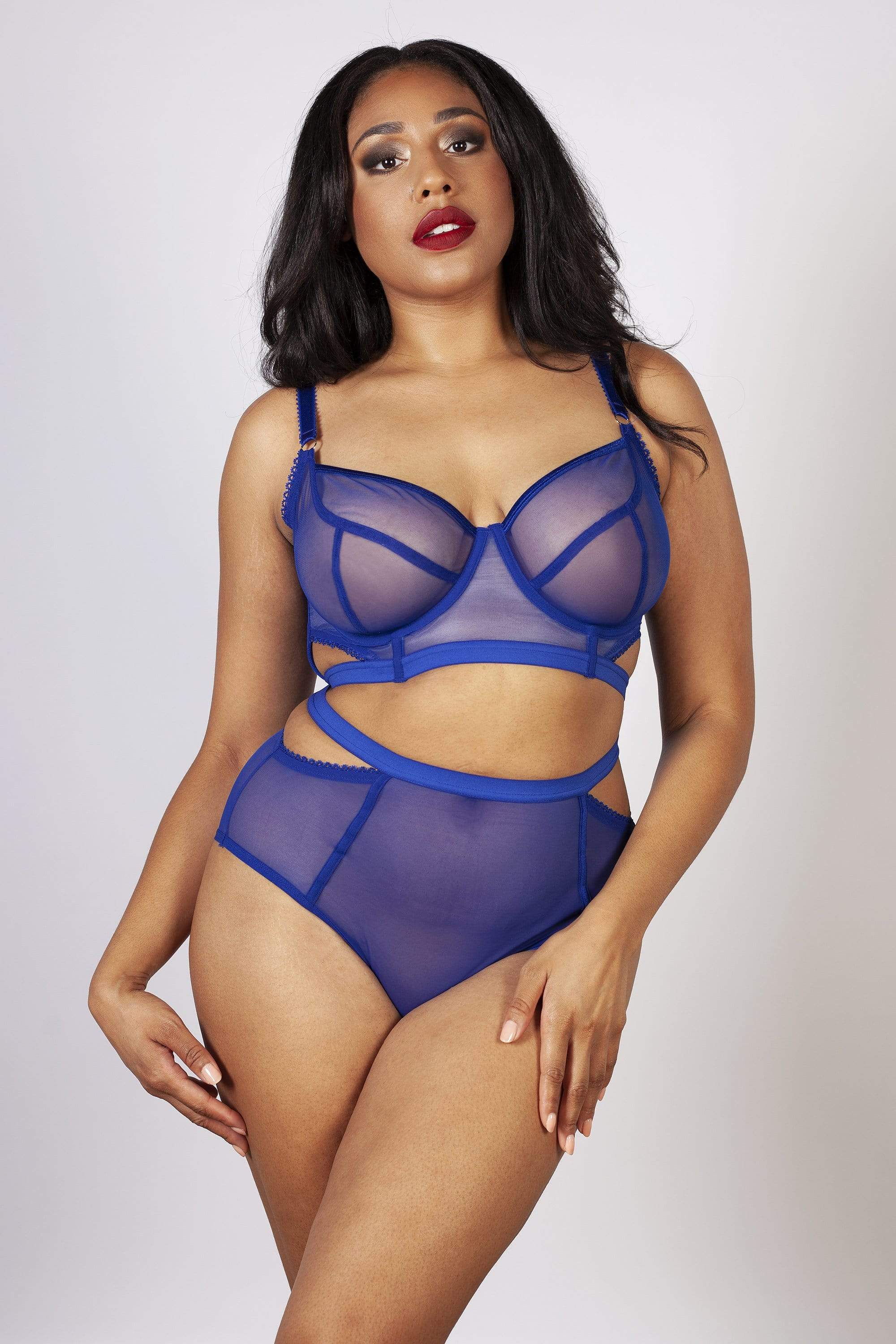 Harper Mesh Cut Out Bra Blue B - H - Image 3