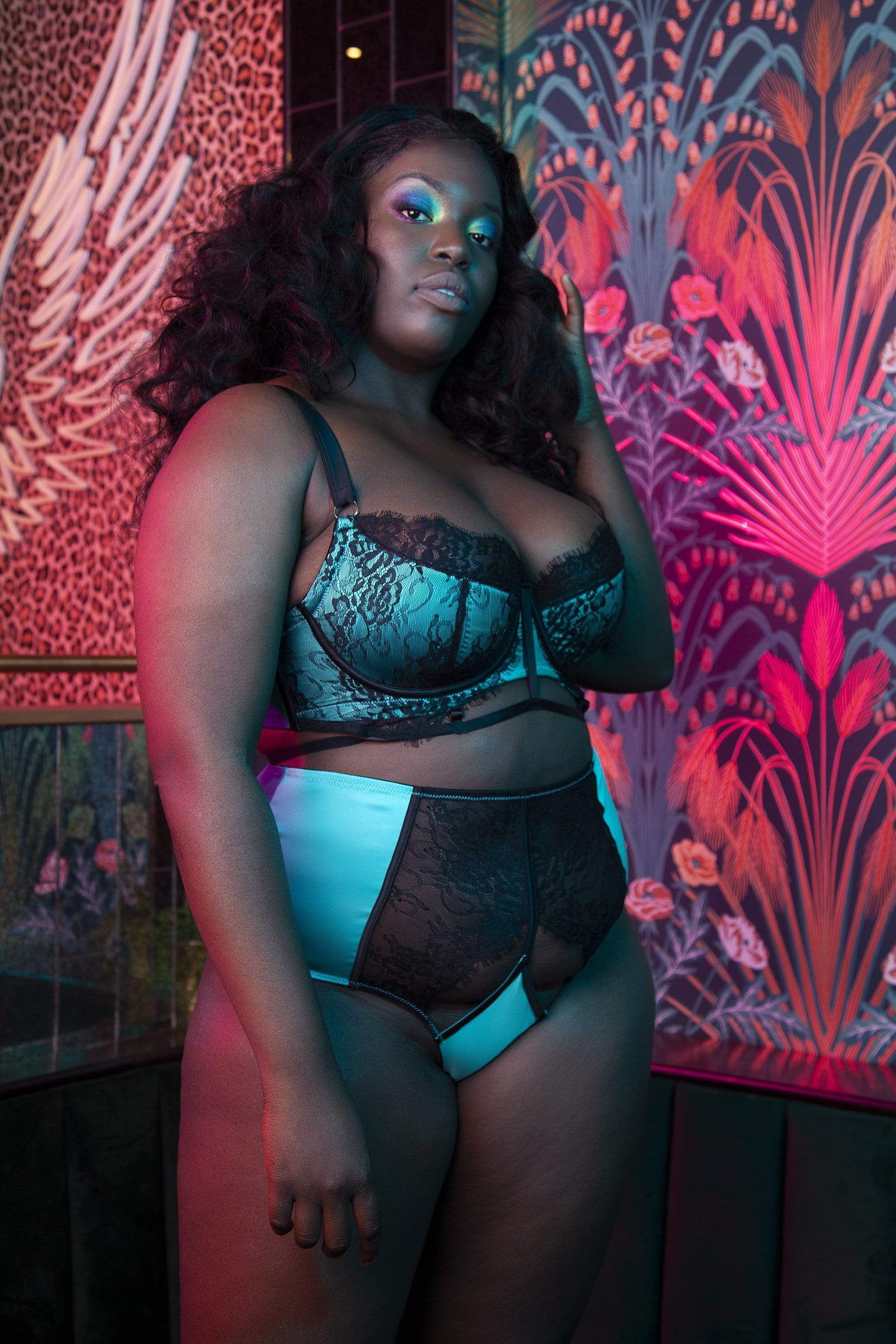 Henrietta Teal Lace Overlay Bra - Image 11