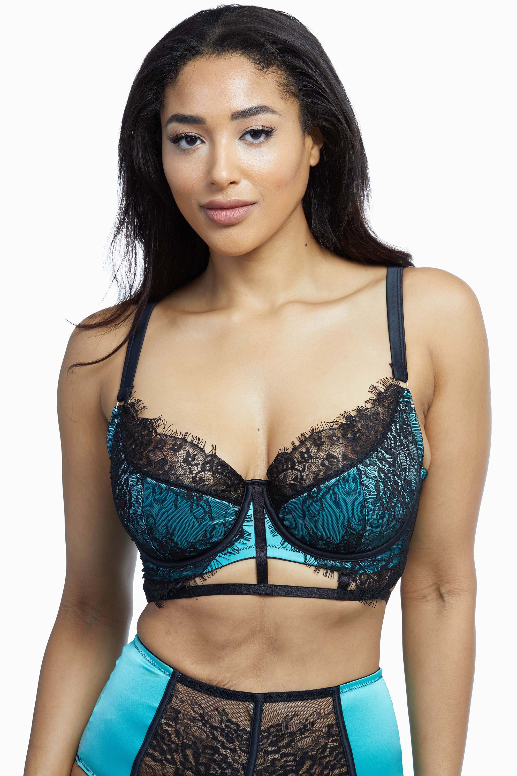 Henrietta Teal Lace Overlay Bra - Image 5