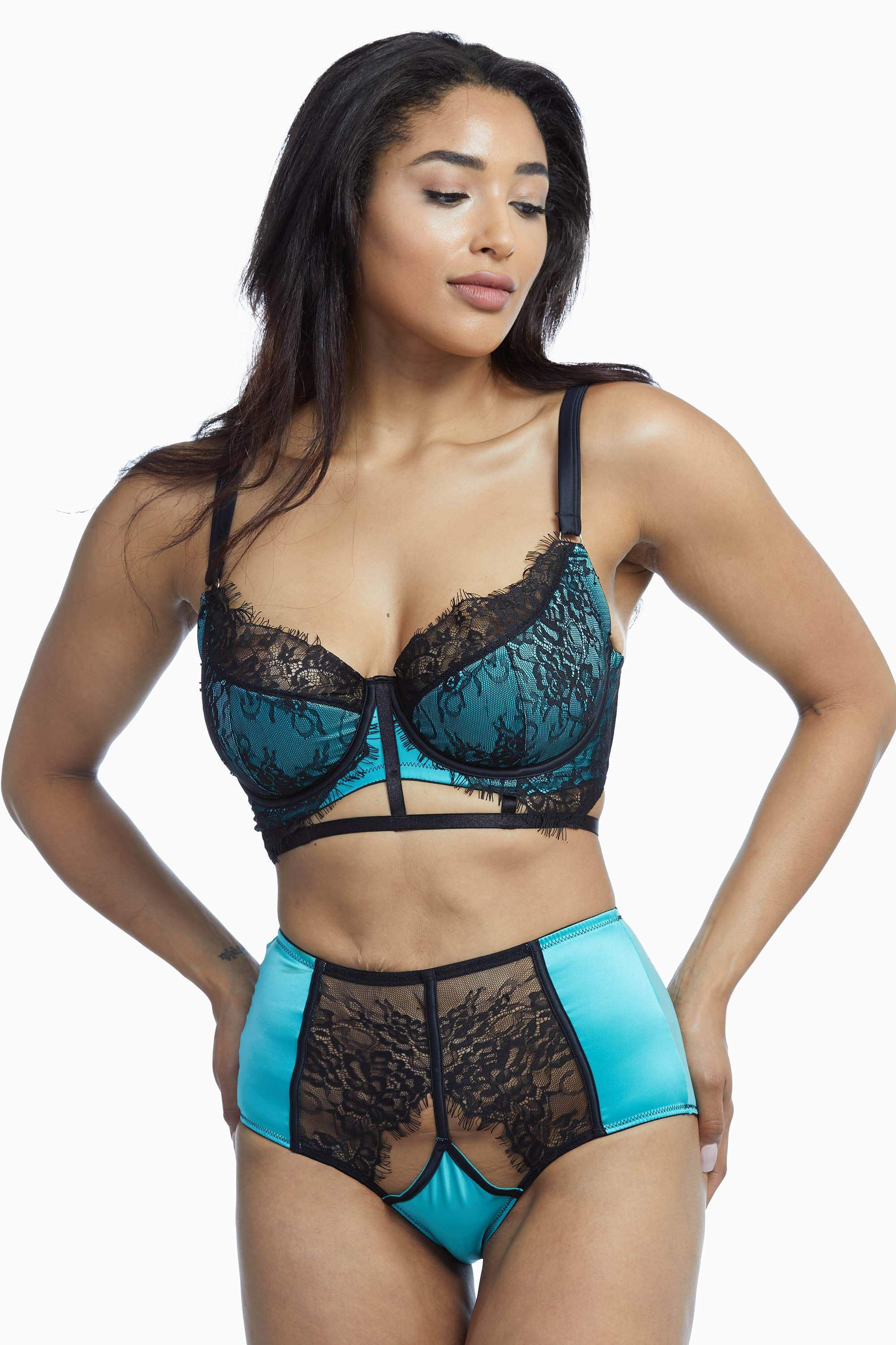 Henrietta Teal Lace Overlay Bra - Image 8