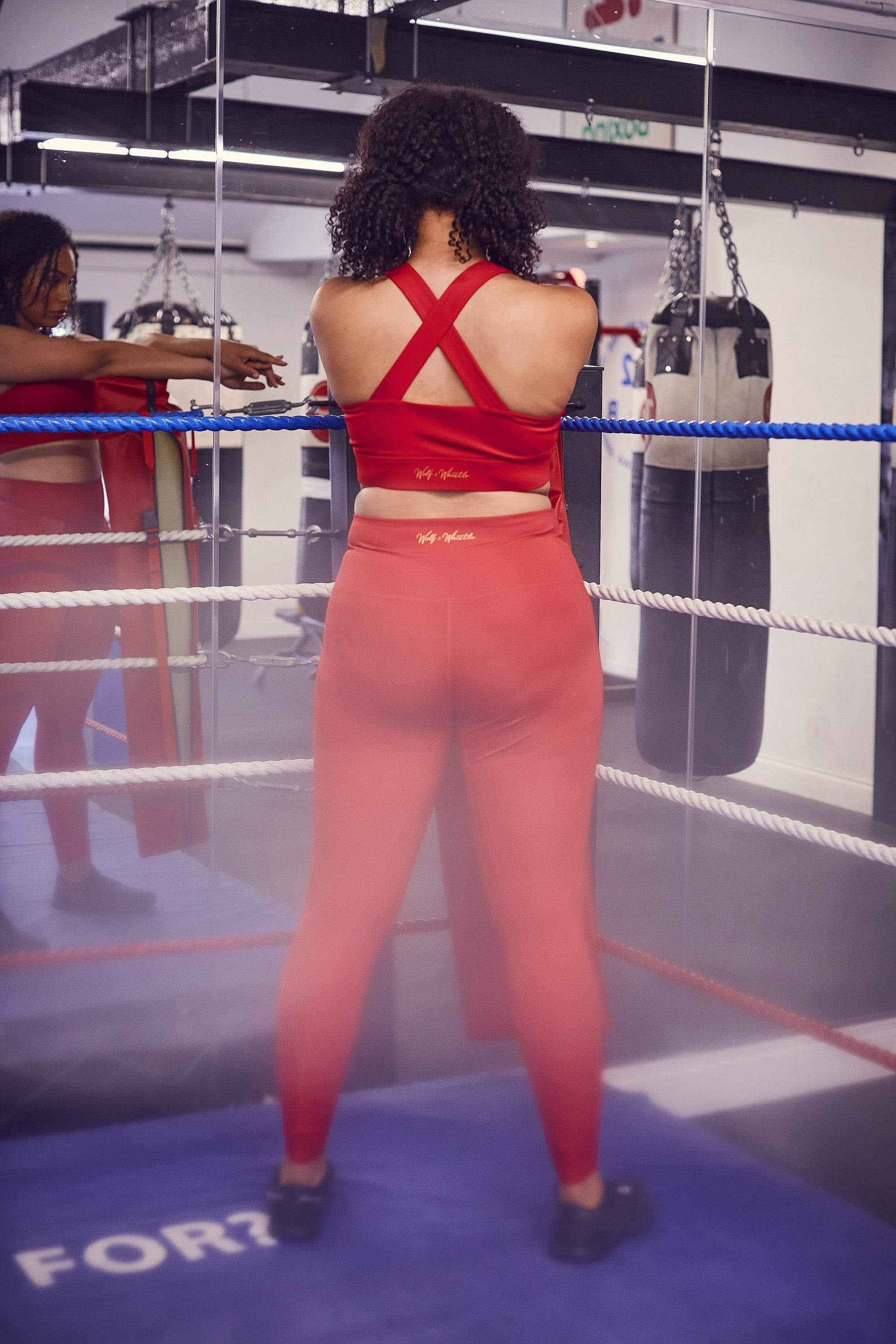 High Waist Leggings Red Curve - Image 2