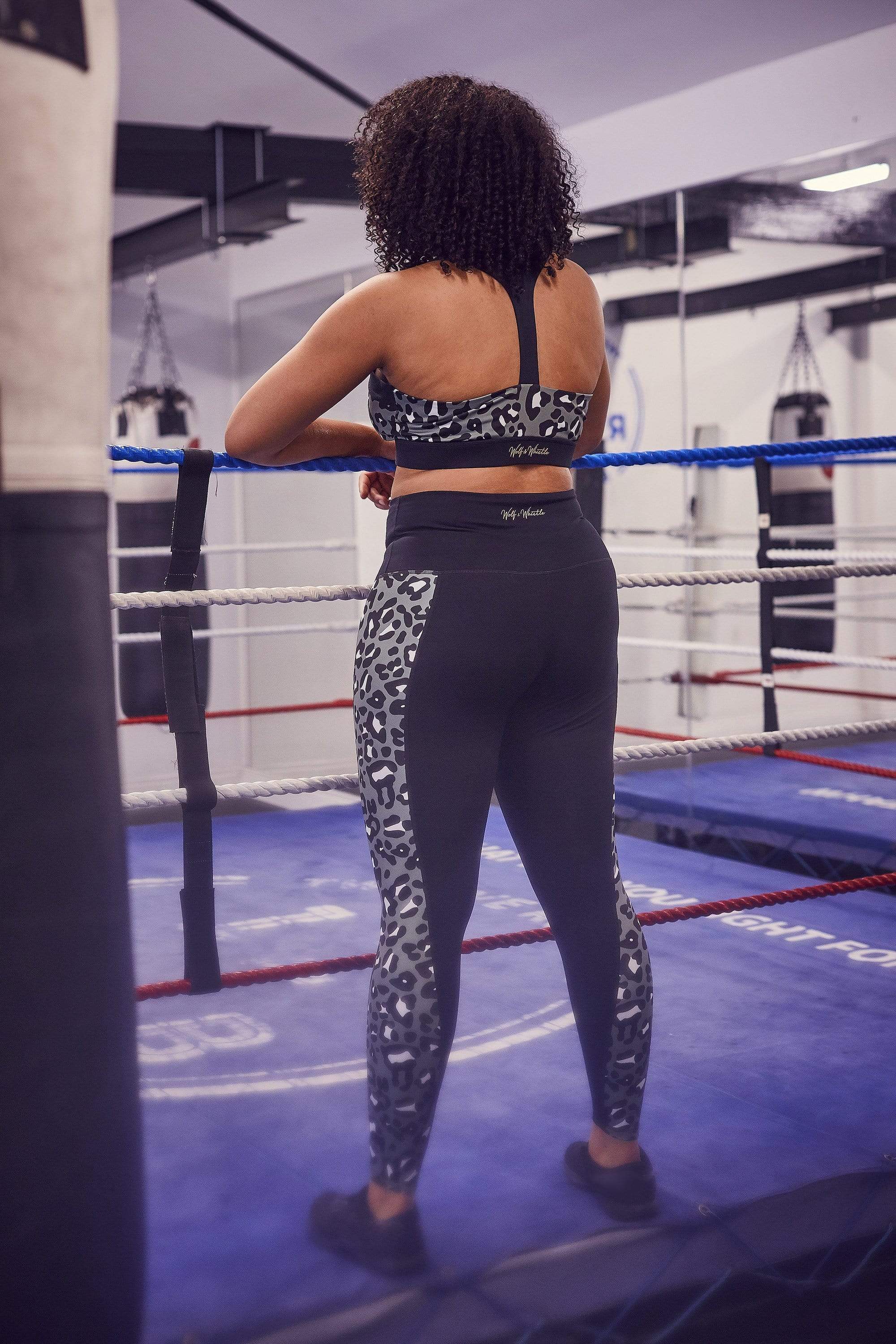 Wolf & Whistle High Waist Panelled Leggings Leopard Curve - Image 2