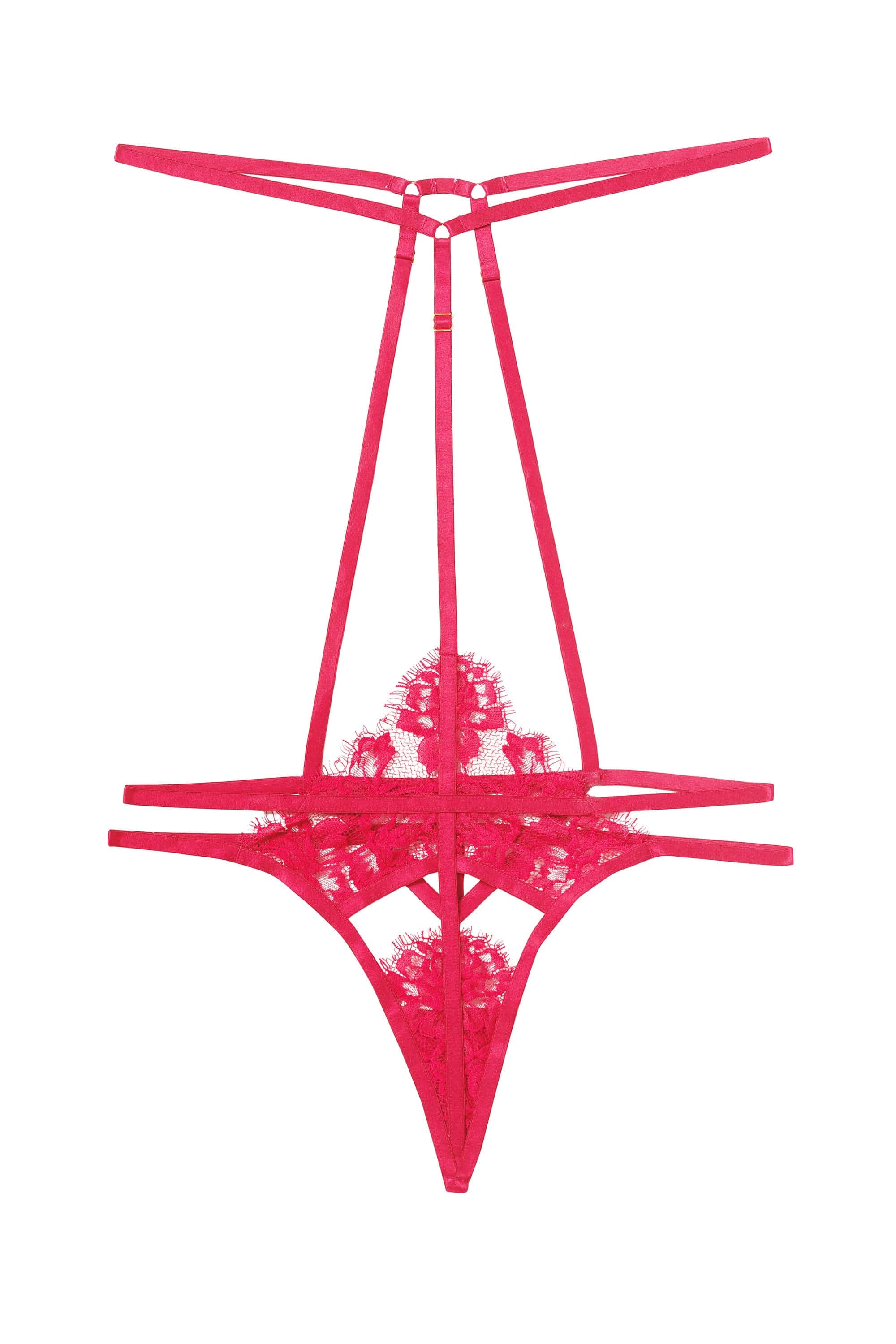 Cherry Pink Lace And Strap Harness Brief - Image 4