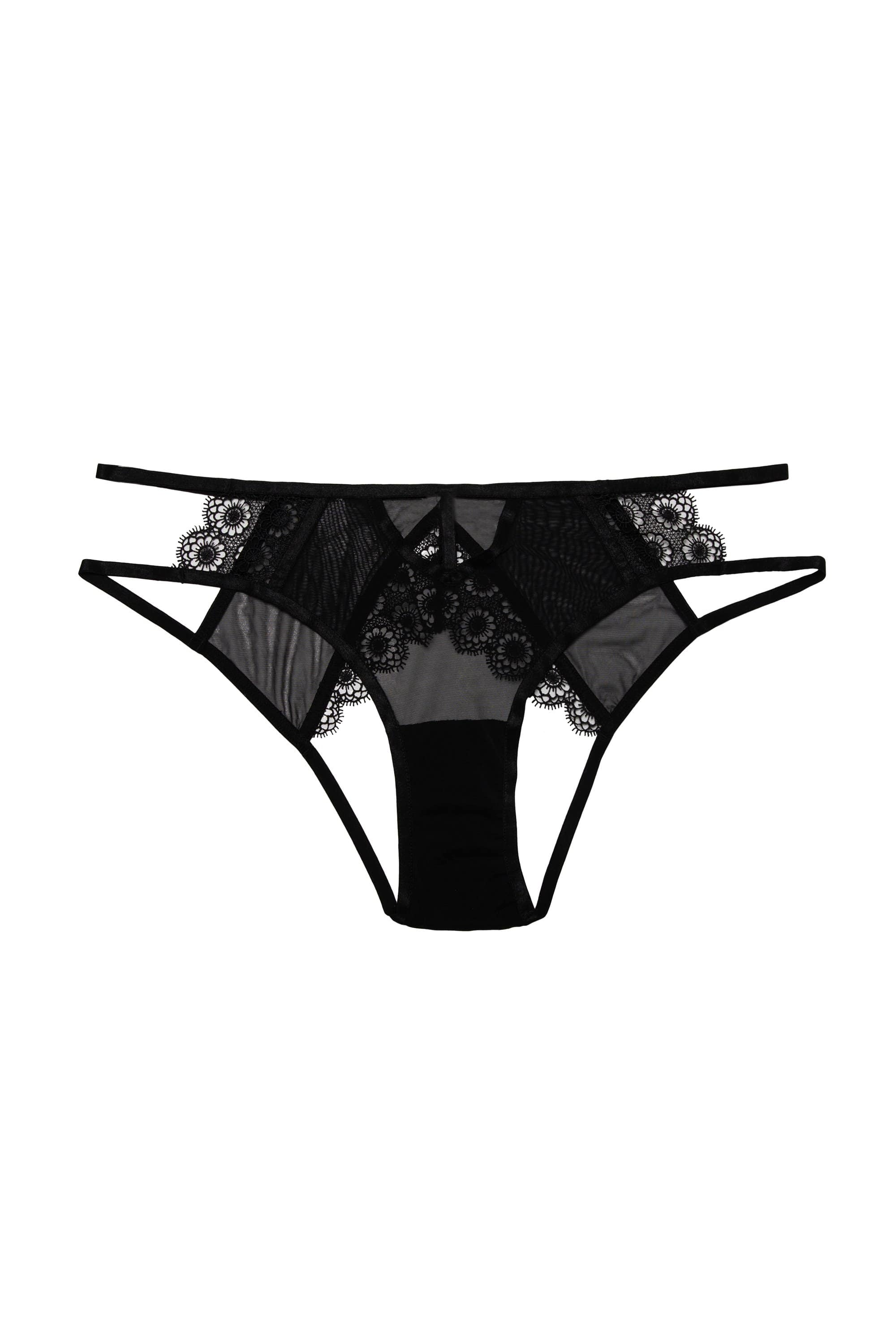 Daisy Black Embroidery Cut Out Brief - Image 2