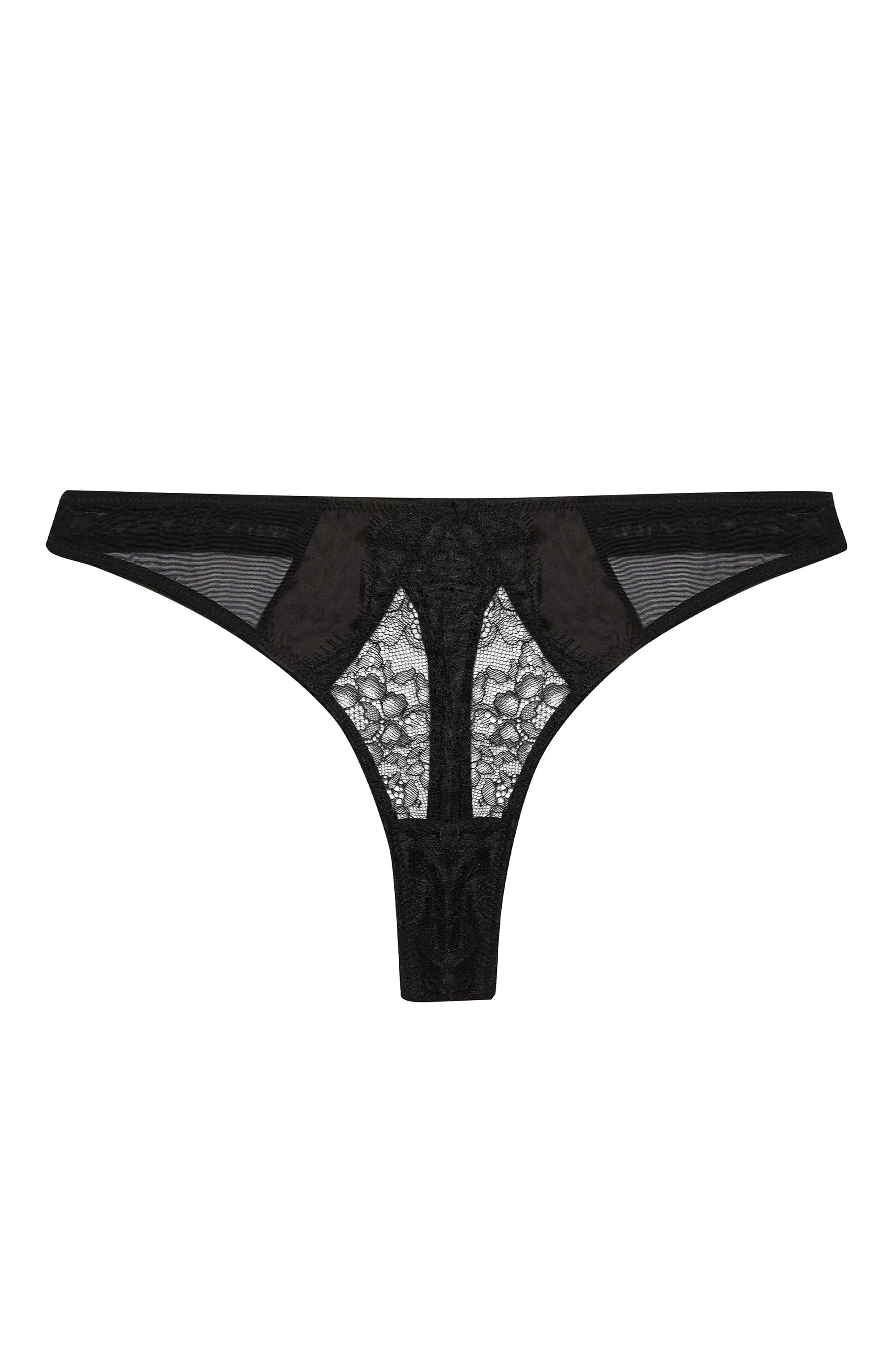 Fabrice Black Lace And Mesh Thong - Image 5