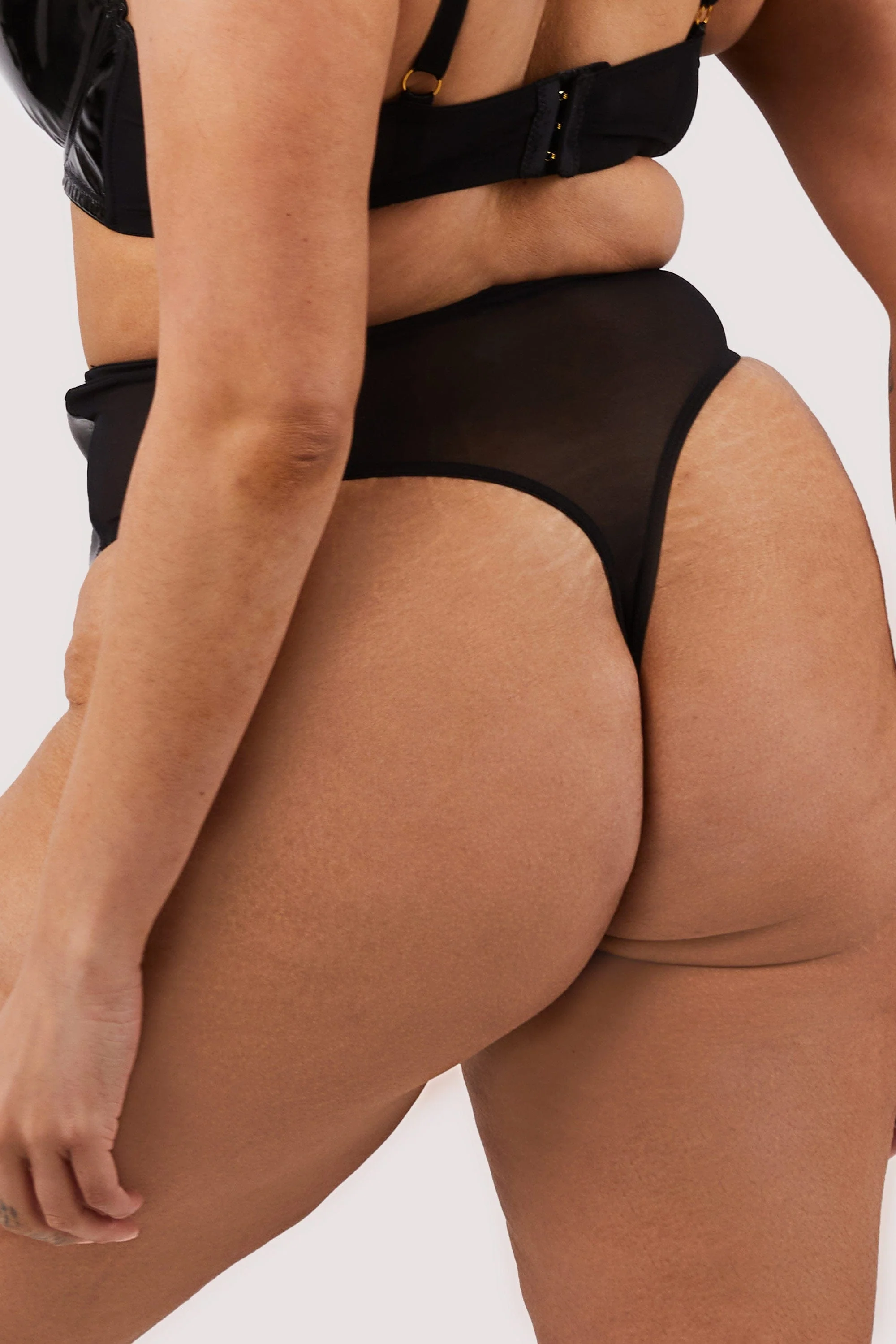 Maxine Black PVC High Waist Curve Brief - Image 3
