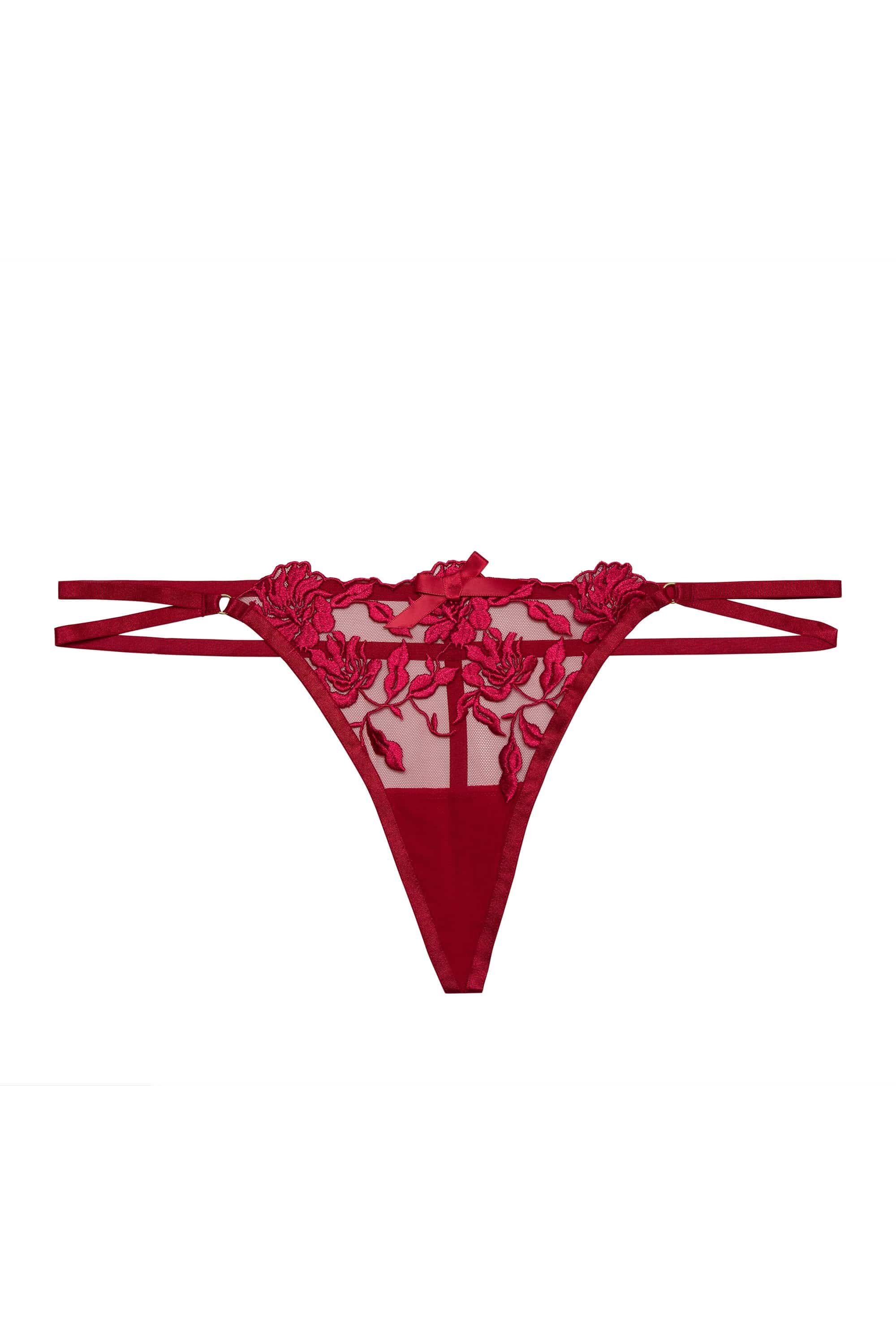 Mia Hot Pink Embroidered Strappy Thong - Image 4