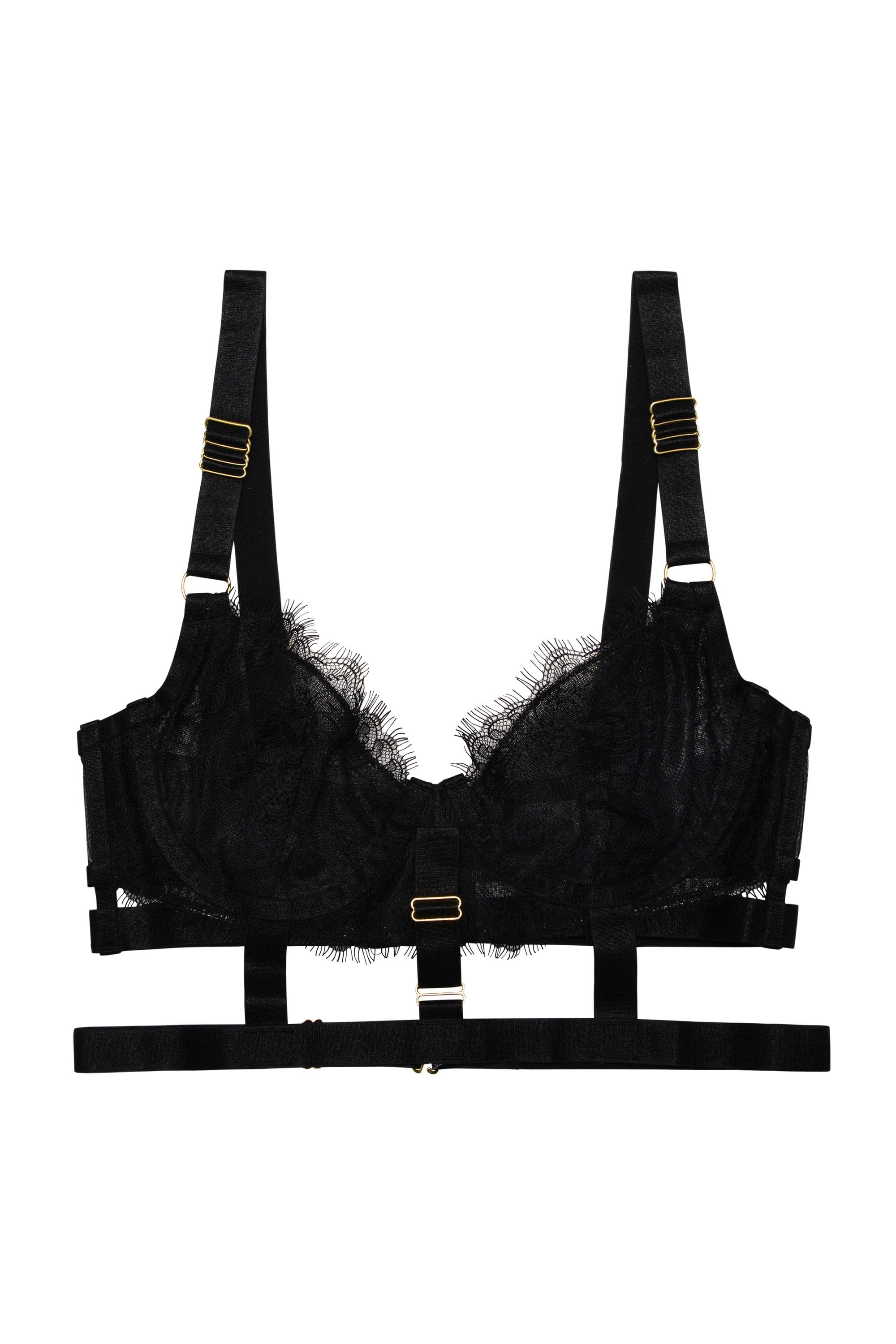 Pamela Black Lace Cage Bra With Hardware Detail - Image 2