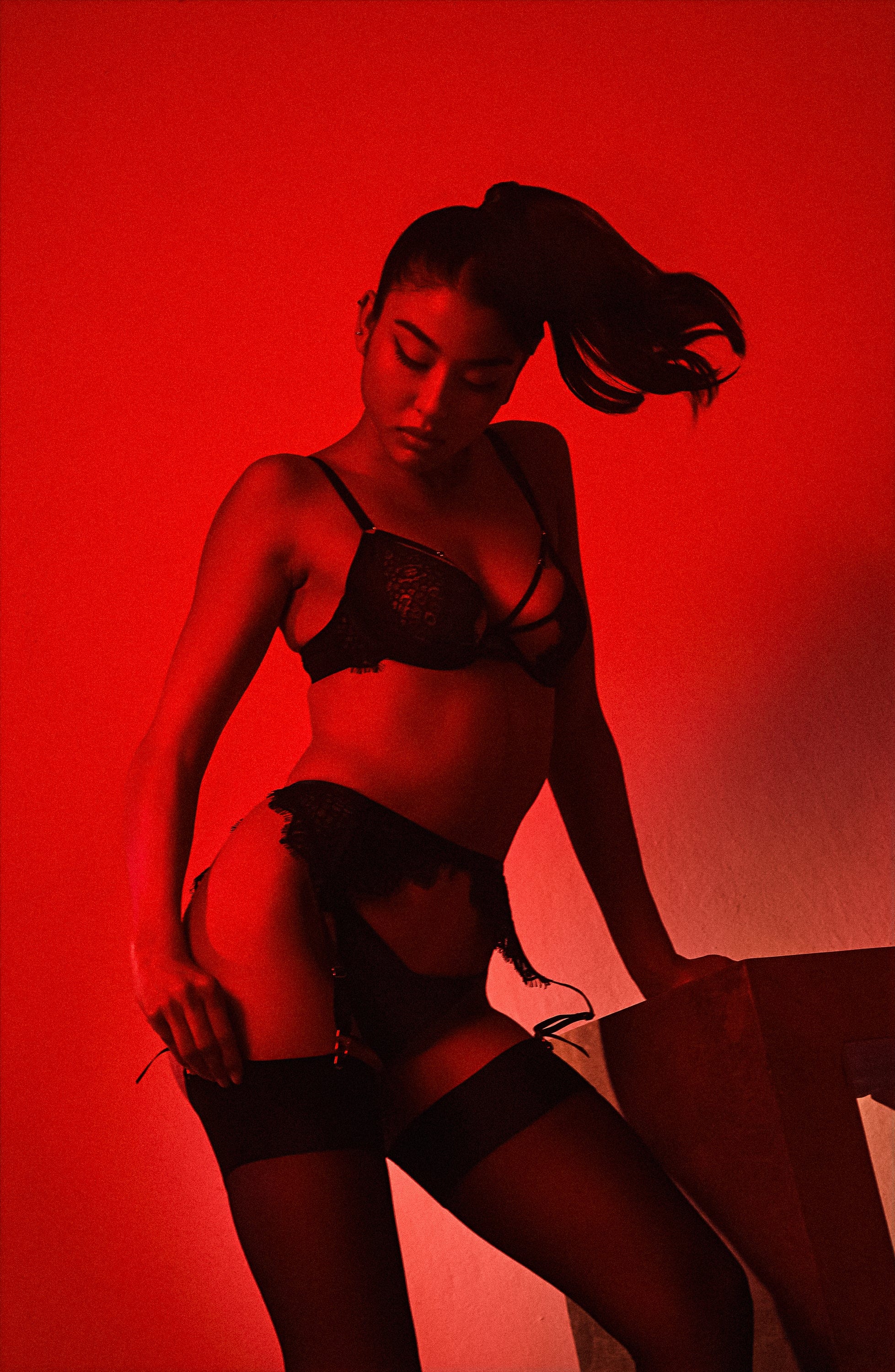 Reena Black Satin And Lace Cut Out Bra - Image 4