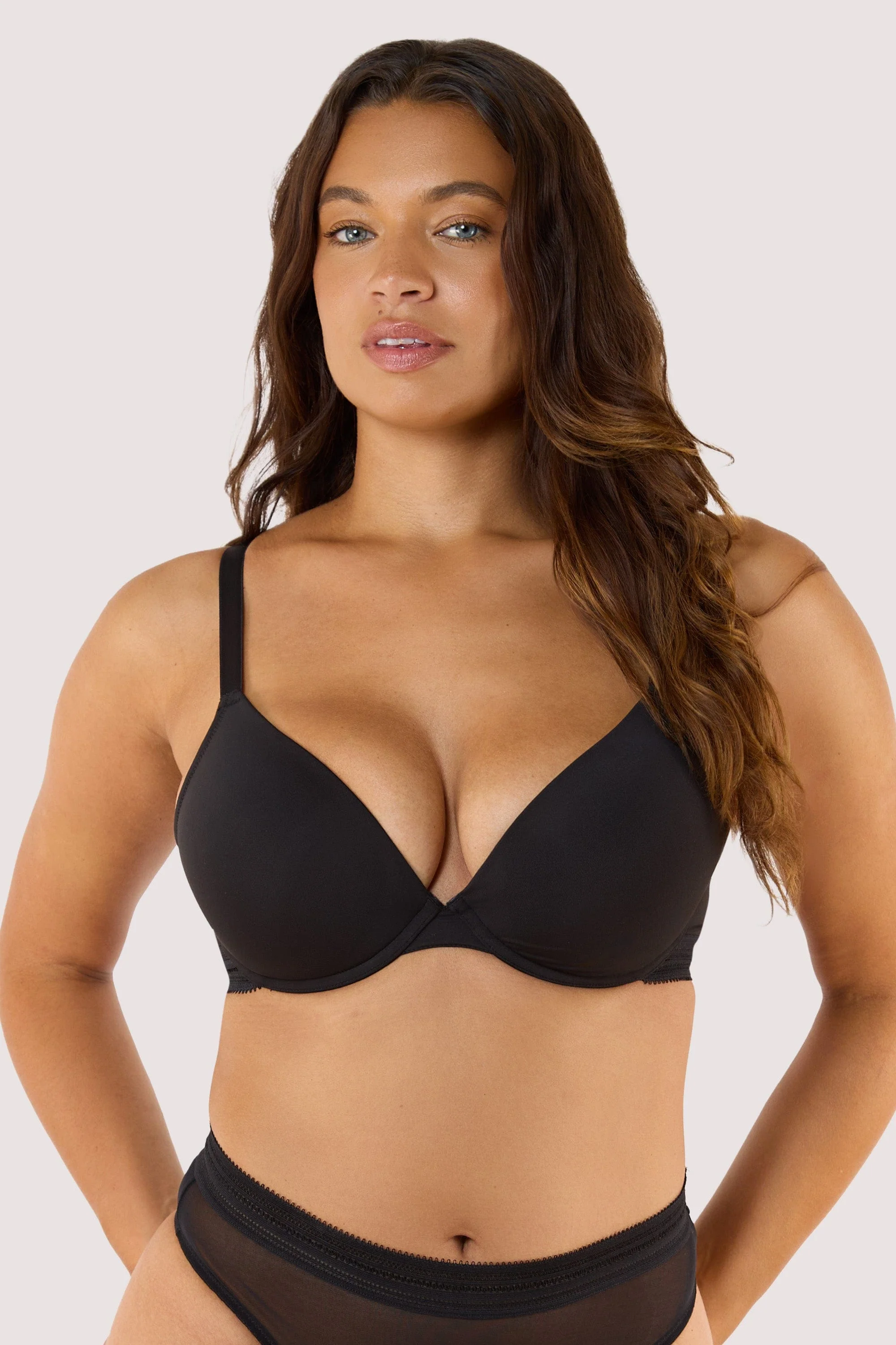 Icon Black Microfiber Moulded Cup Bra - Image 2