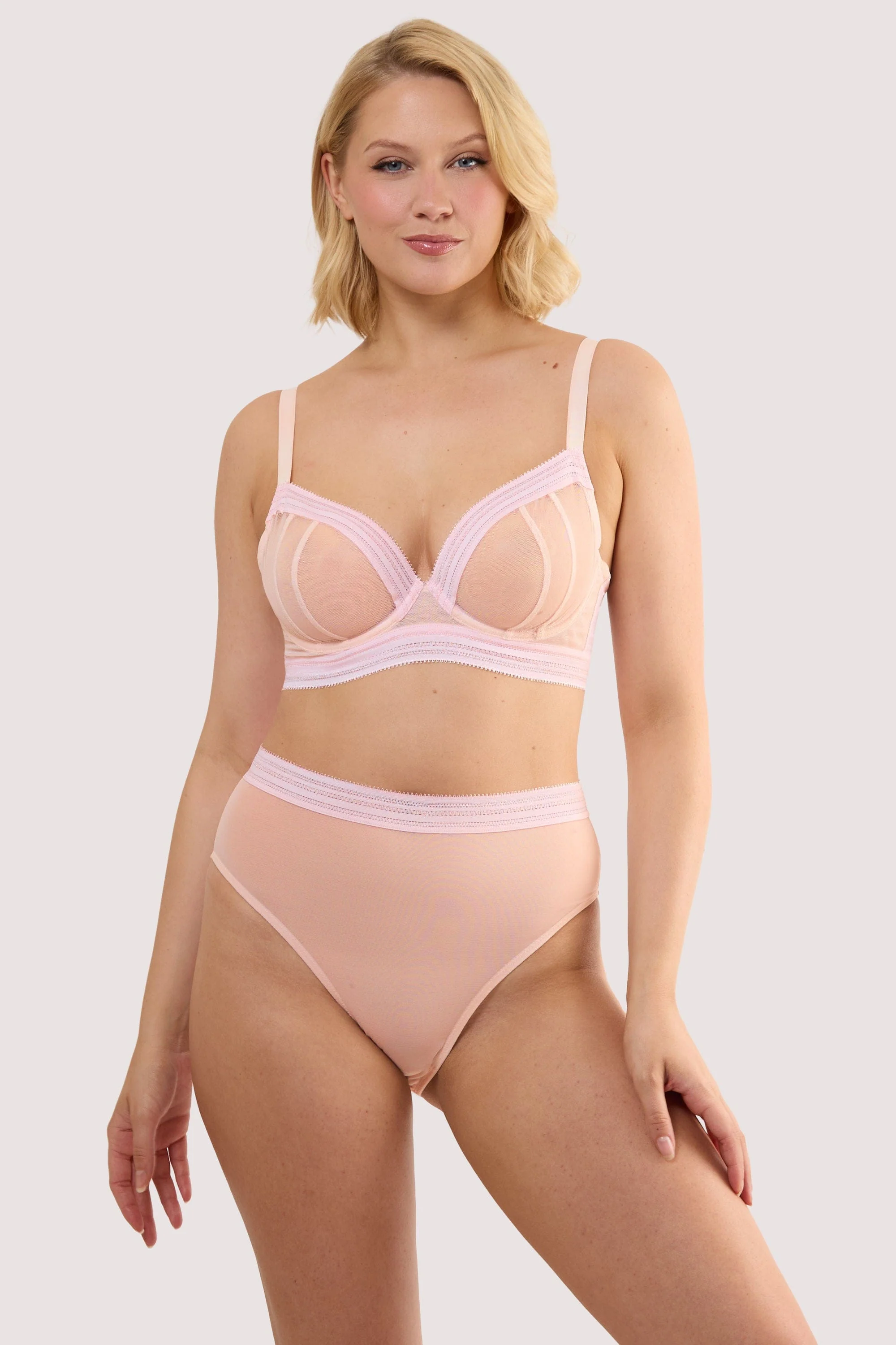 Icon Blush Pink Sheer Plunge Bra - Image 4