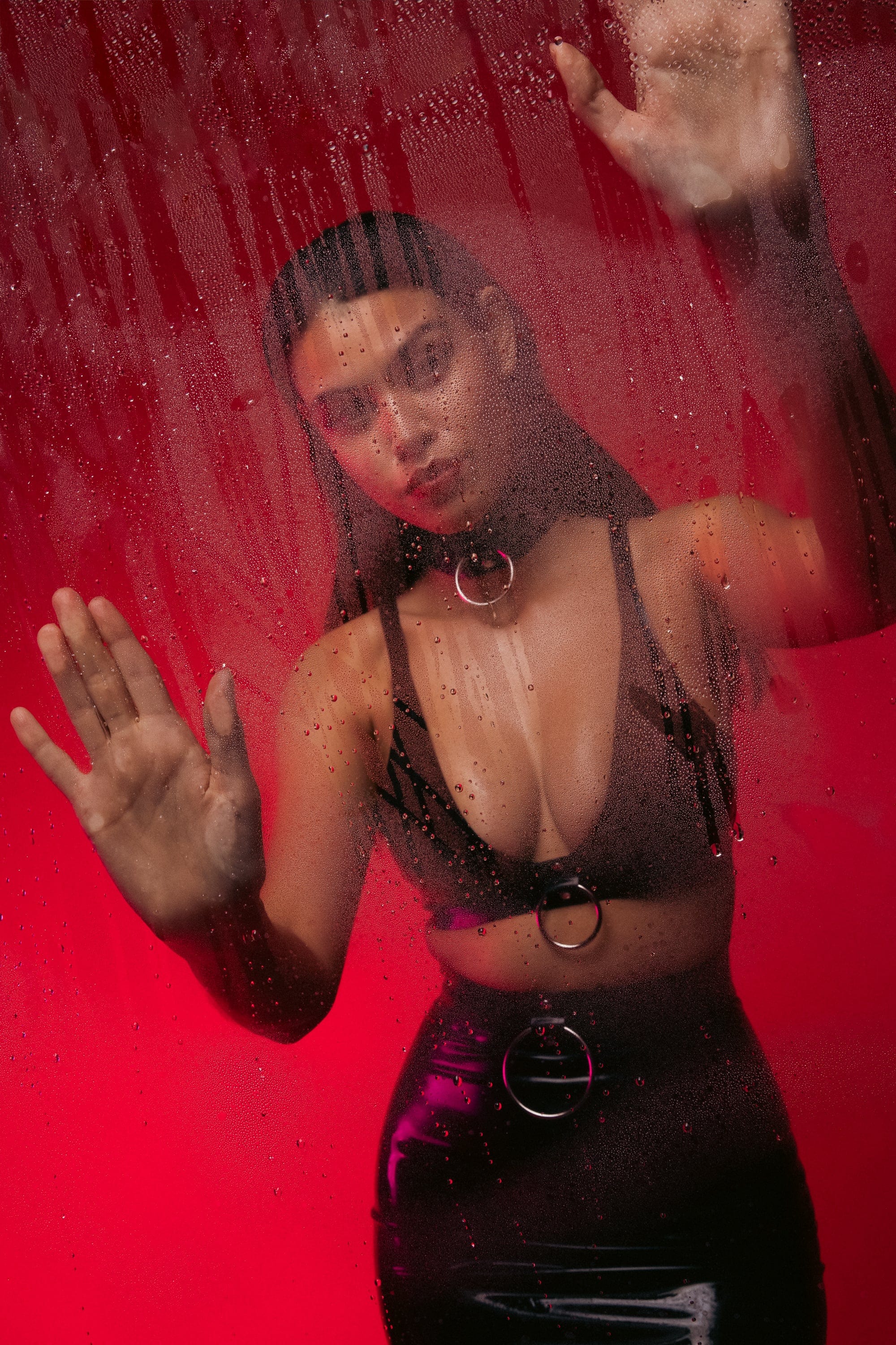 Imogen Black Latex and Ring Pencil Skirt - Image 4