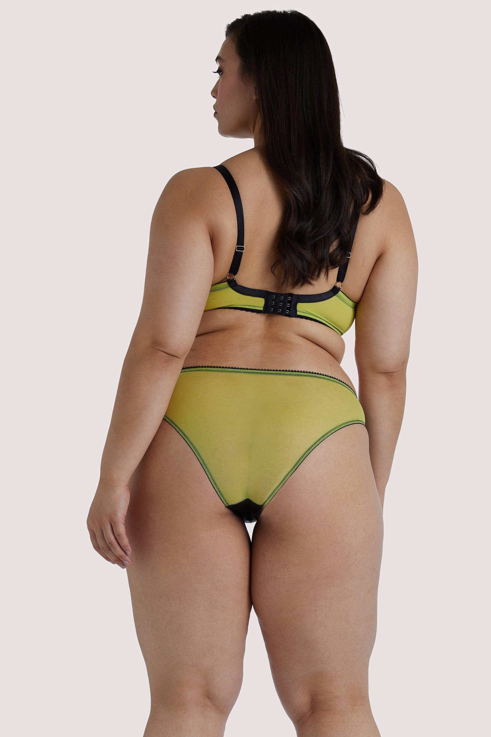 Indigo Lime Satin and Lace Picot Brief - Image 8