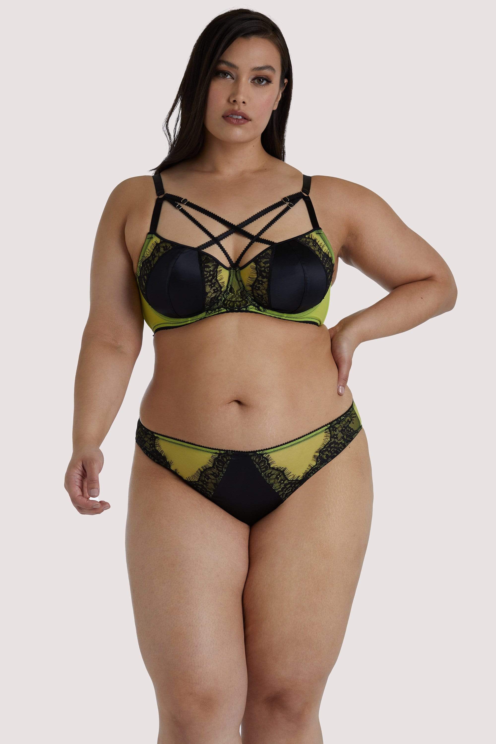 Indigo Lime Satin and Lace Picot Brief - Image 9