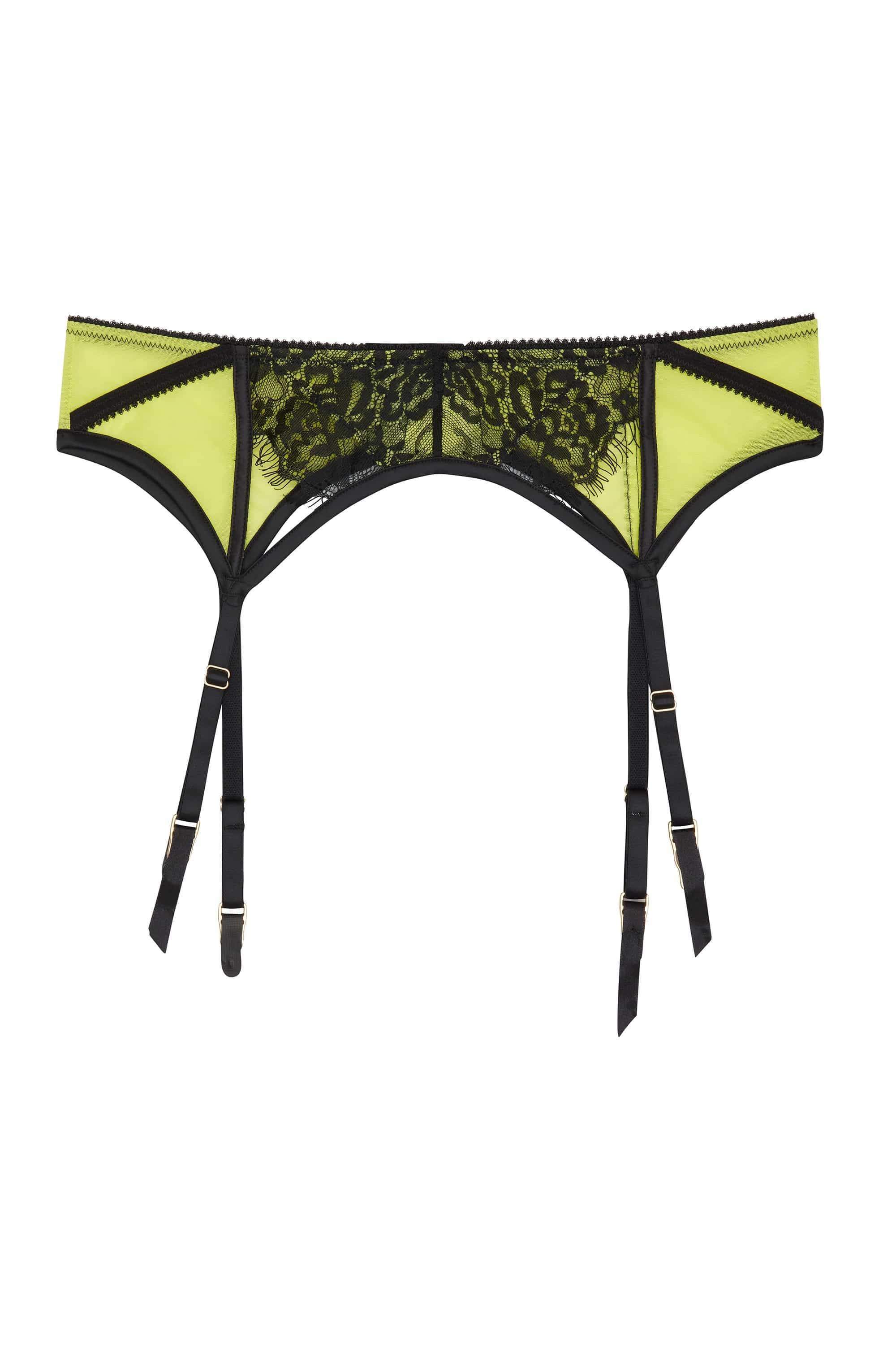 Indigo Lime Satin and Lace Picot Suspender - Image 2