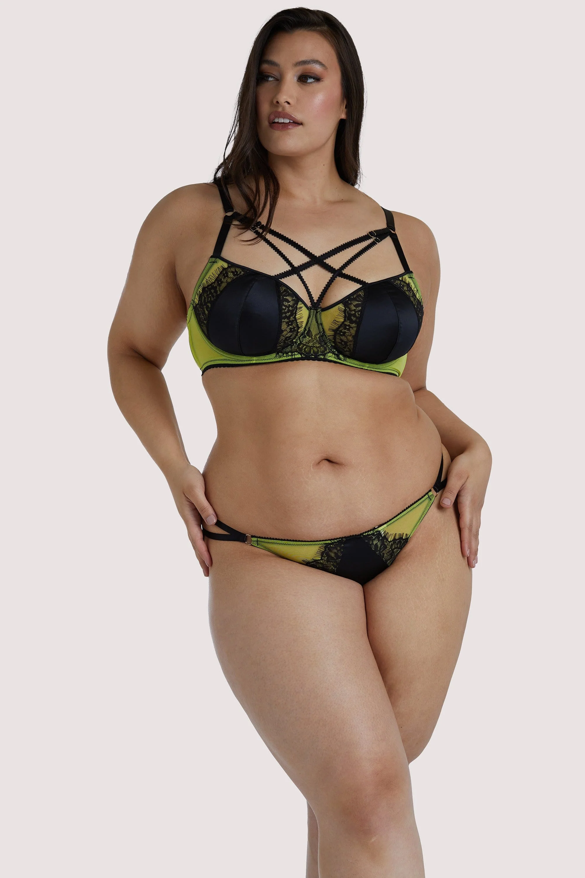 Indigo Lime Strappy Picot Plunge Bra - Image 15