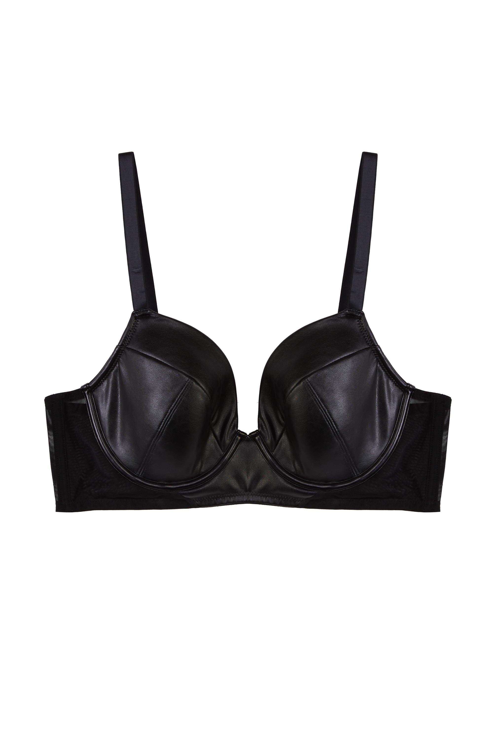 Iris Black Leatherette Padded Plunge Bra - Image 9