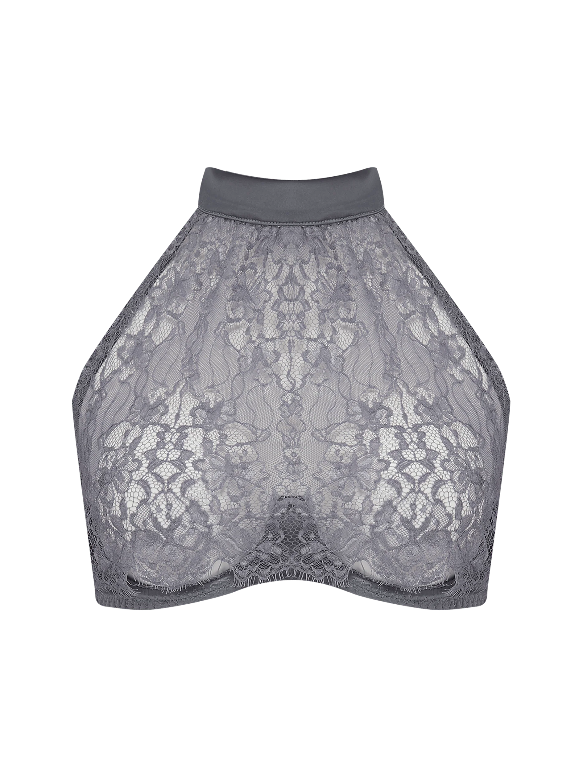Isabella Grey Lace Halter Neck Bra - Image 2