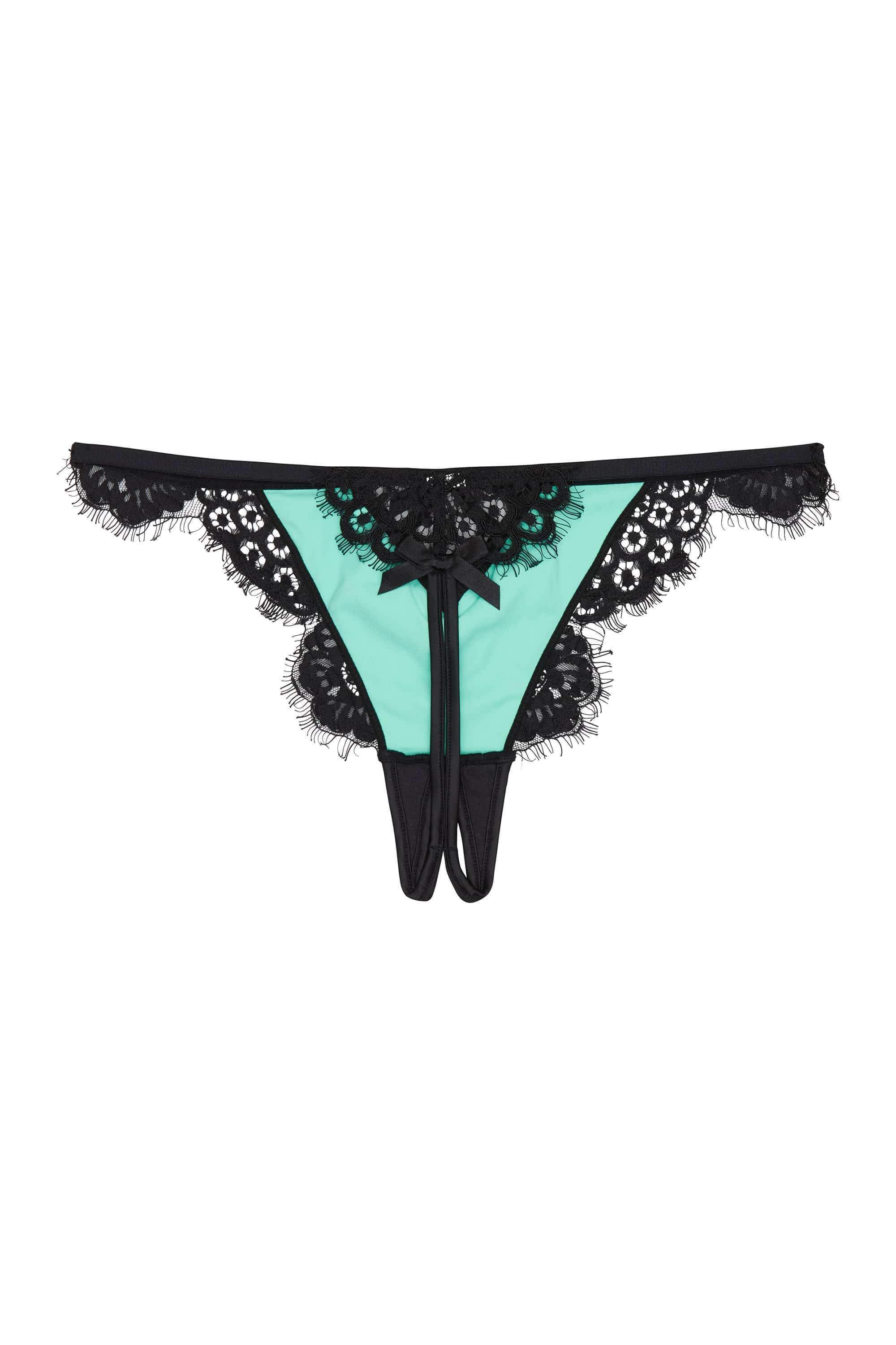 Jaquelina Mint Contrast Crotchless Thong - Image 2