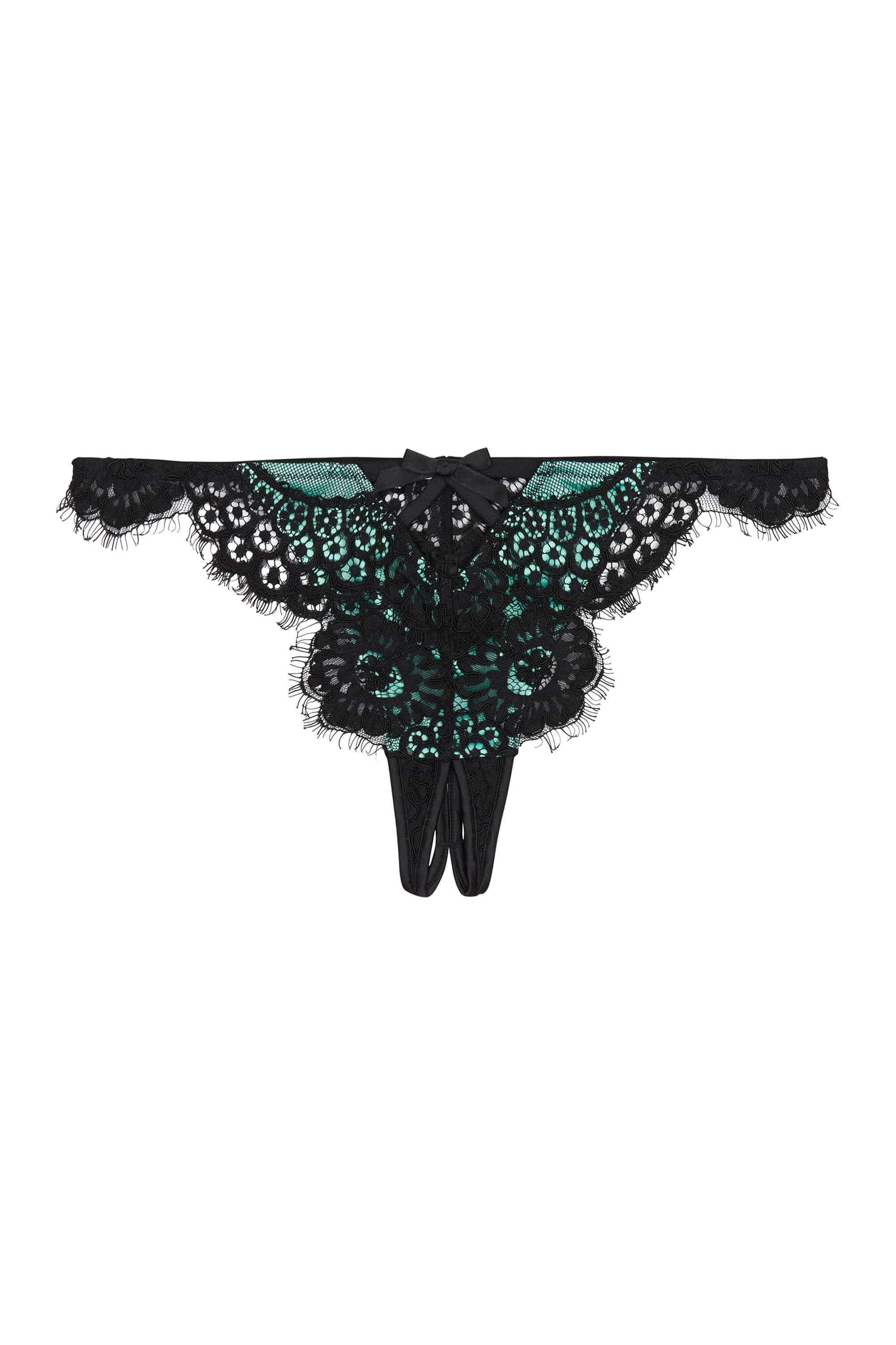 Jaquelina Mint Contrast Crotchless Thong - Image 3