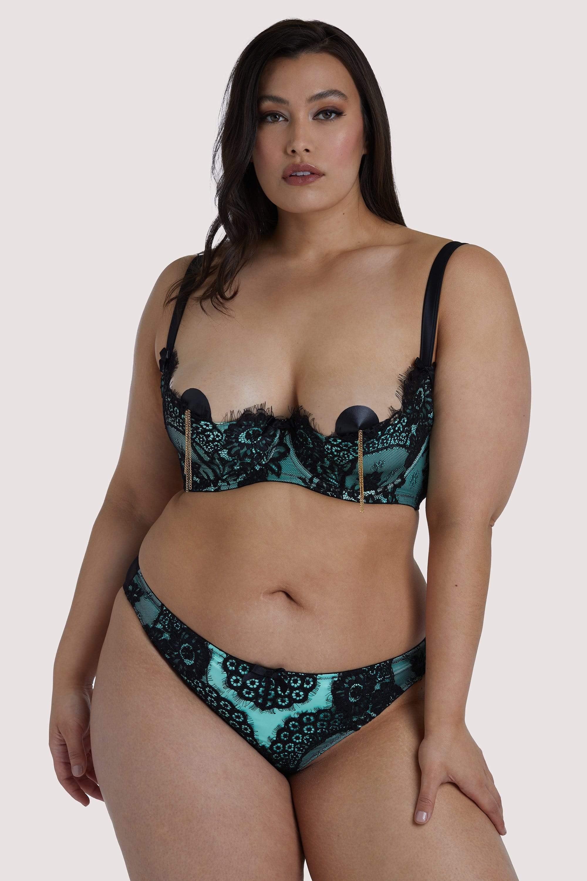 Jaquelina Mint Contrast Quarter Cup Bra - Image 12